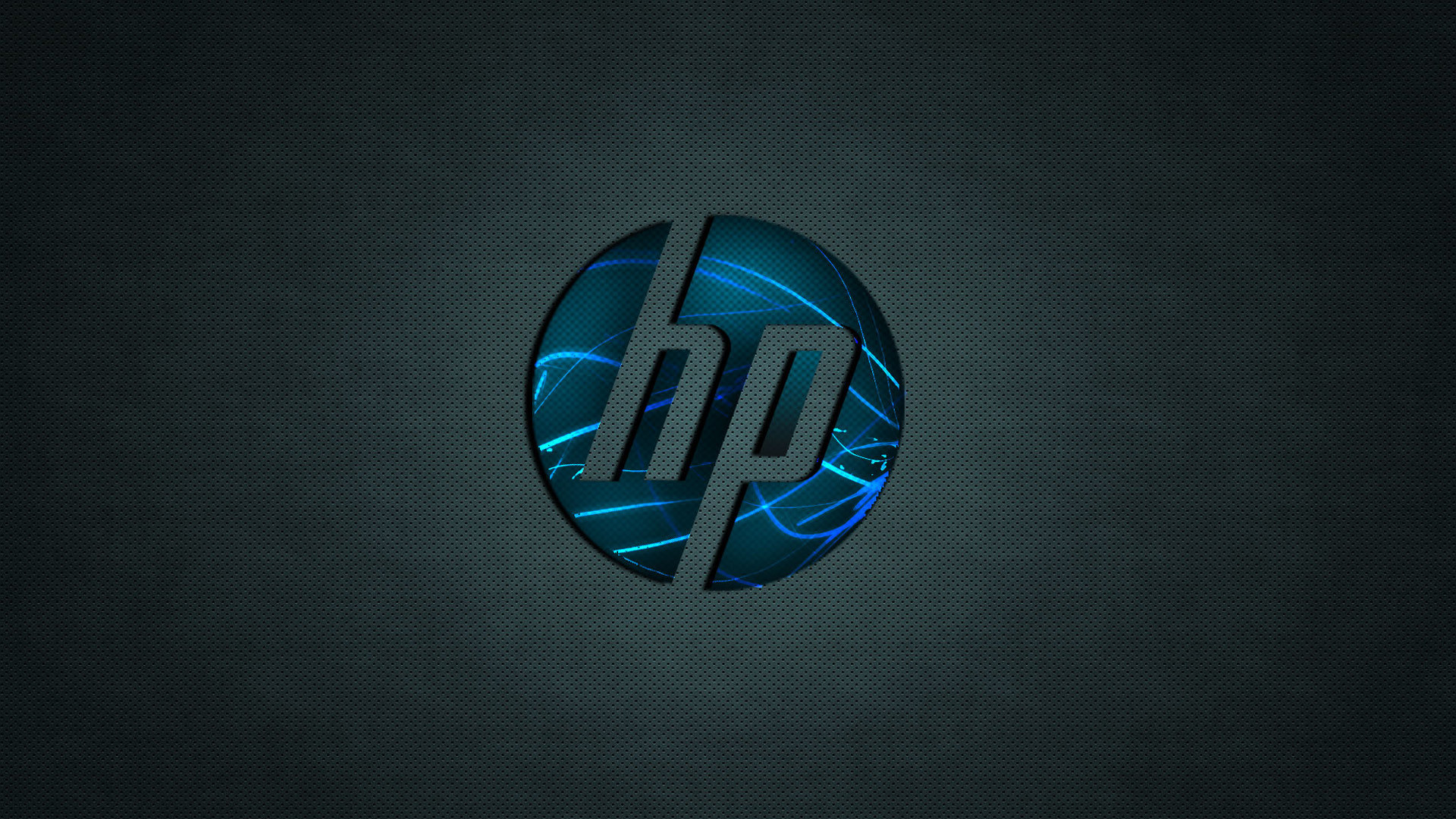 Logo HP, Bagliore blu, Grigio scuro, Texture, Hewlett-Packard, 16:9 Full HD, sfondo widescreen