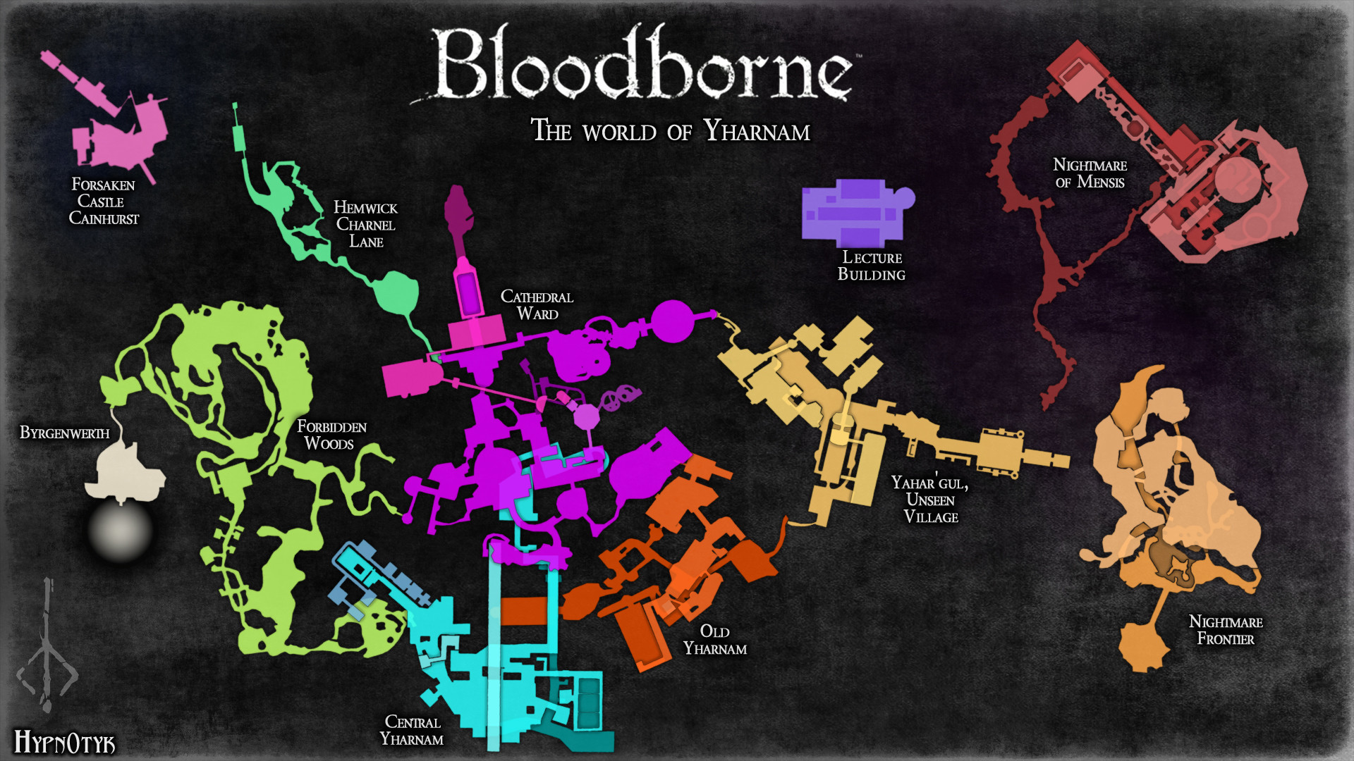 Bloodborne, Mappa, Yharnam, Infografica, Full HD 1080p, sfondo desktop