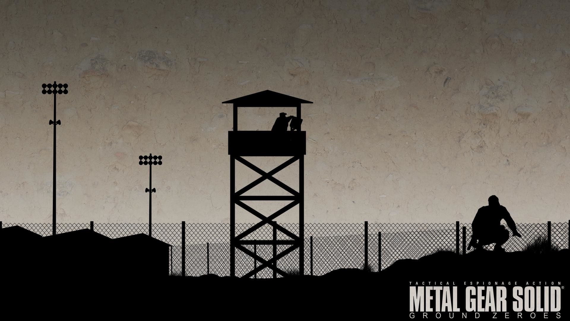 Metal Gear Solid V: Ground Zeroes, Torretta di guardia, Silhouette, Recinzione, sfondo Full HD