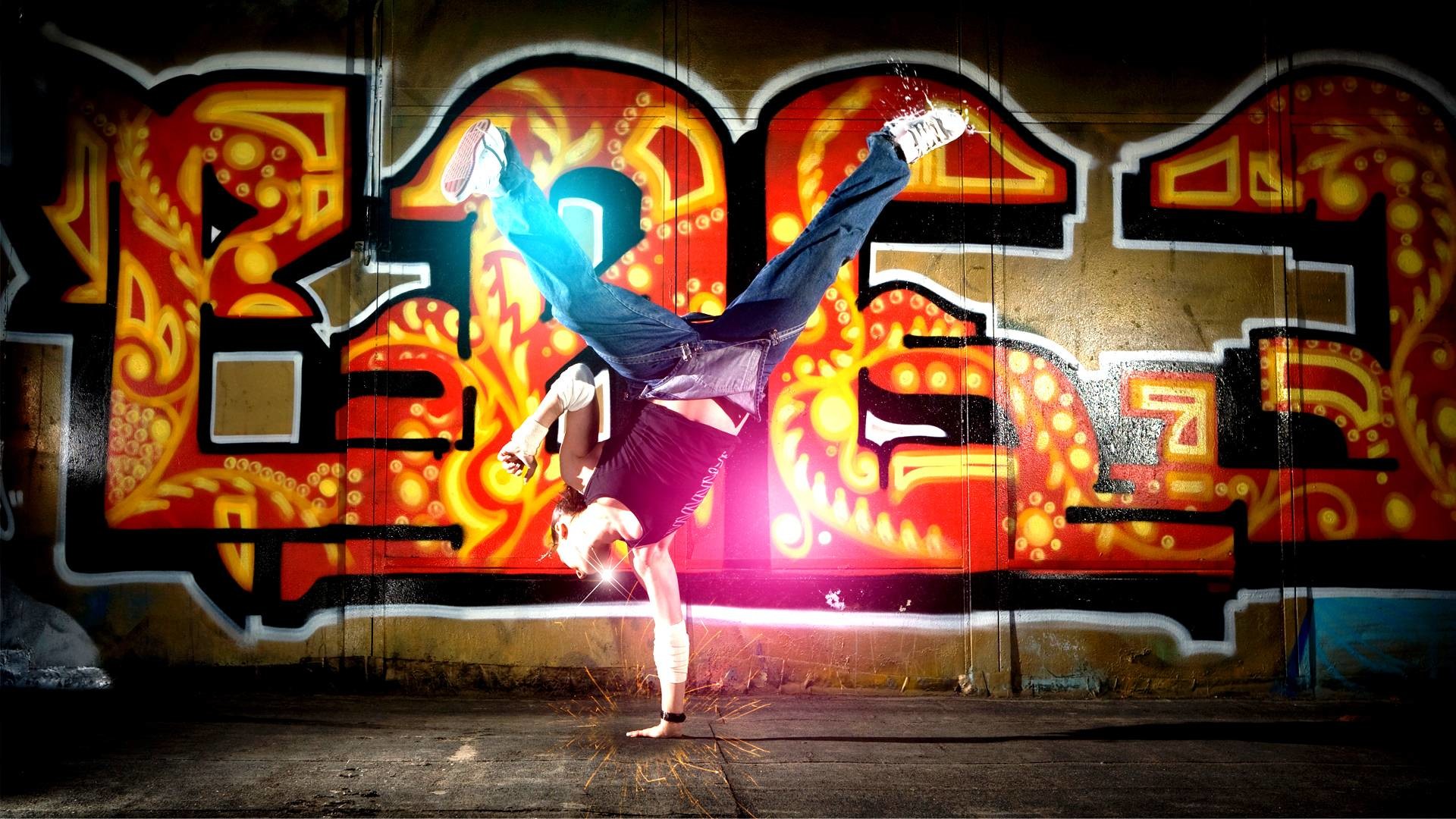 Breakdance, Graffiti, Street art, Danza, 16:9 Full HD, sfondo widescreen