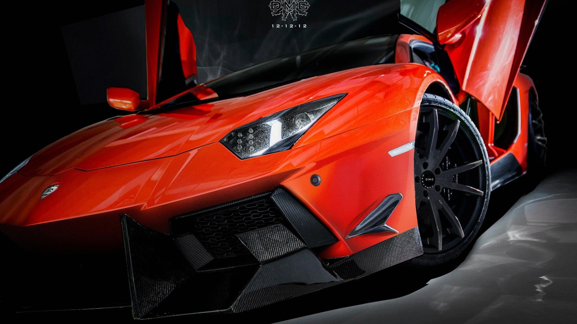 Lamborghini Aventador, Porte a forbice, Arancione, 16:9 Full HD, sfondo widescreen