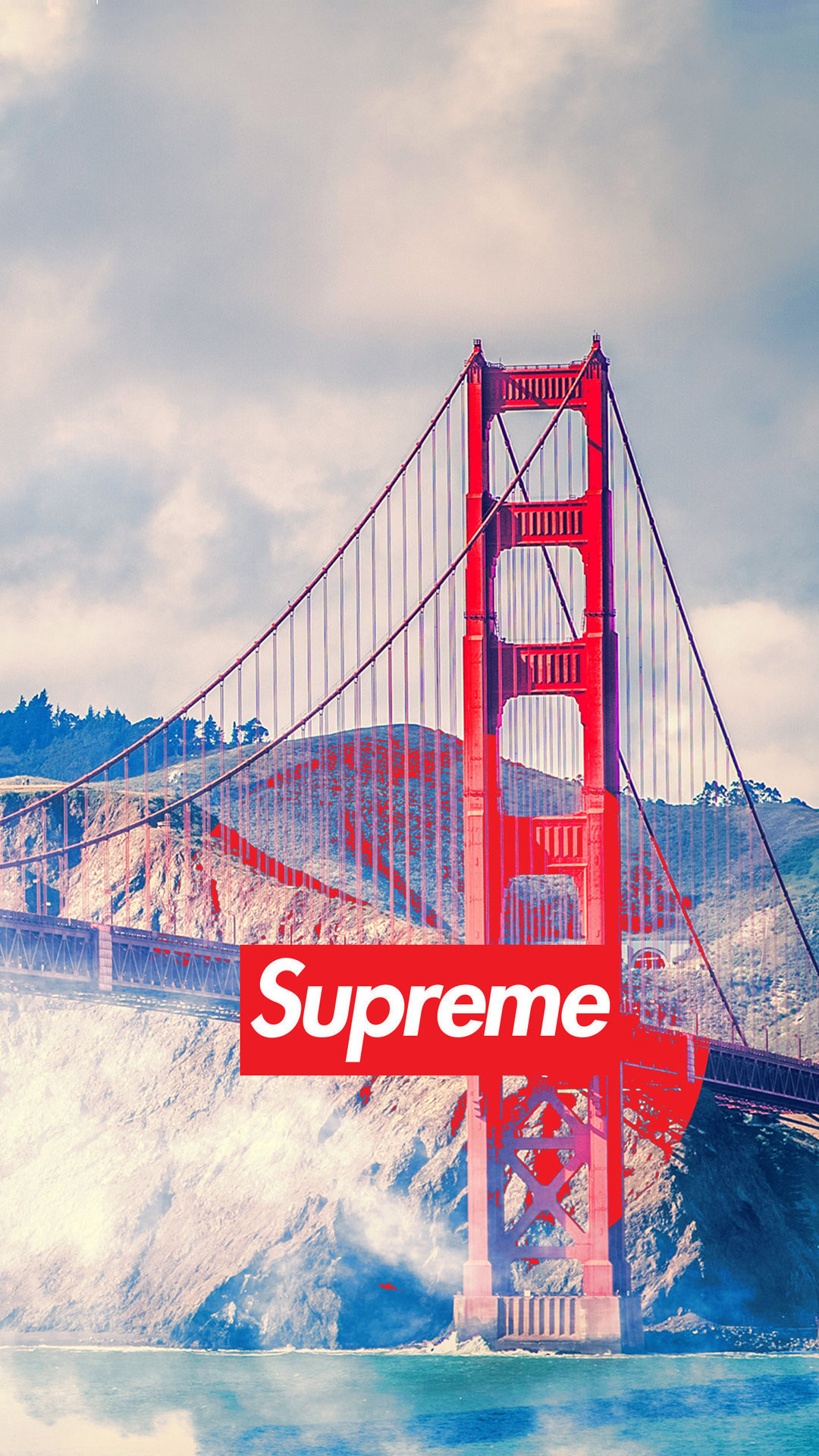 Golden Gate Bridge, San Francisco, Logo Supreme, Full HD, wallpaper per smartphone