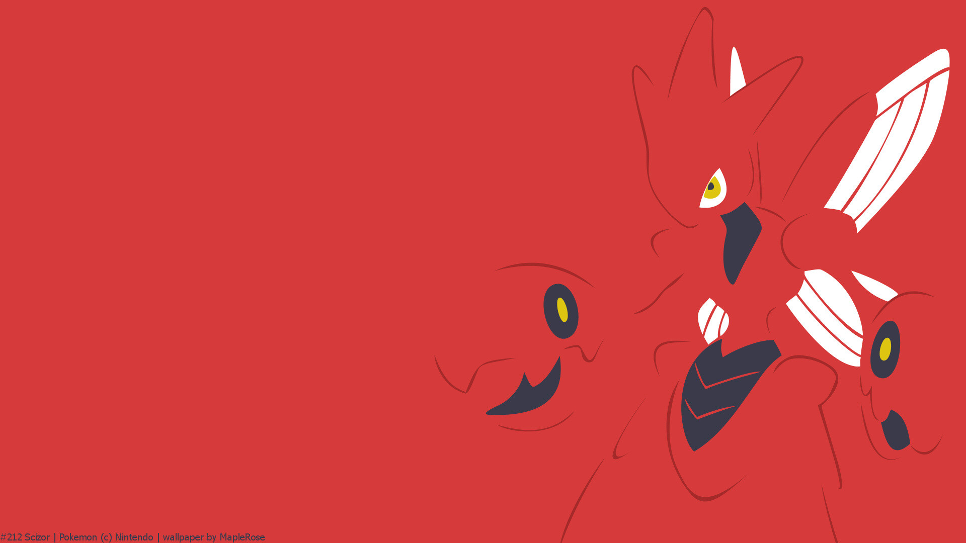 Scizor, Mega Scizor, Pokémon, Minimalista, Sfondo rosso, 1920x1080, wallpaper desktop