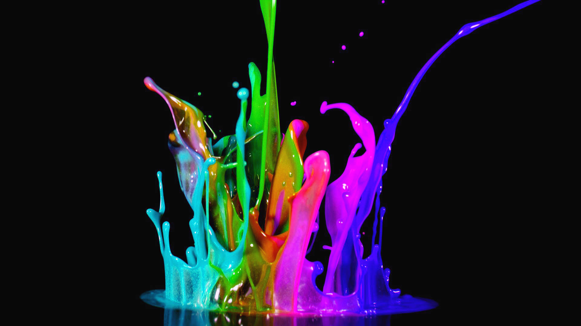 Schizzi di vernice, Arcobaleno, Sfondo nero, wallpaper per desktop