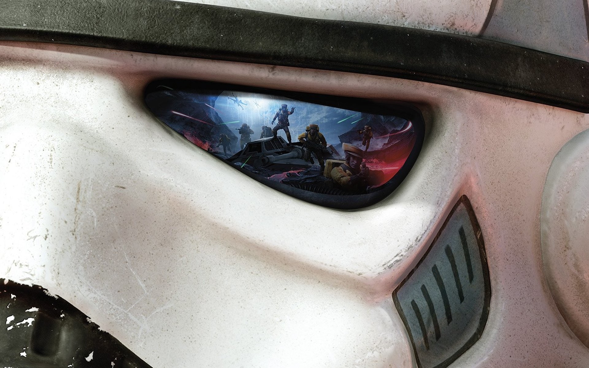 Star Wars Battlefront, Casco da stormtrooper, Riflesso, Primo piano, sfondo 16:10 Full HD