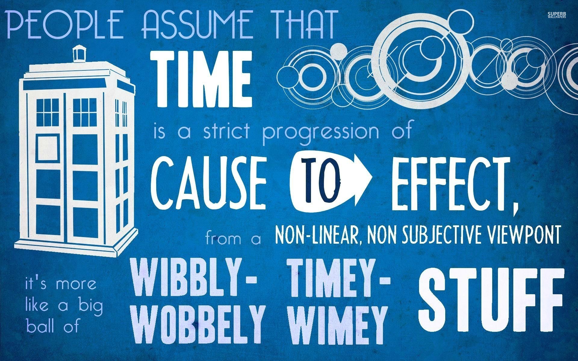 TARDIS, Wibbly Wobbly Timey Wimey, Doctor Who, Citazione, Tipografia, sfondo 1920x1200 per PC