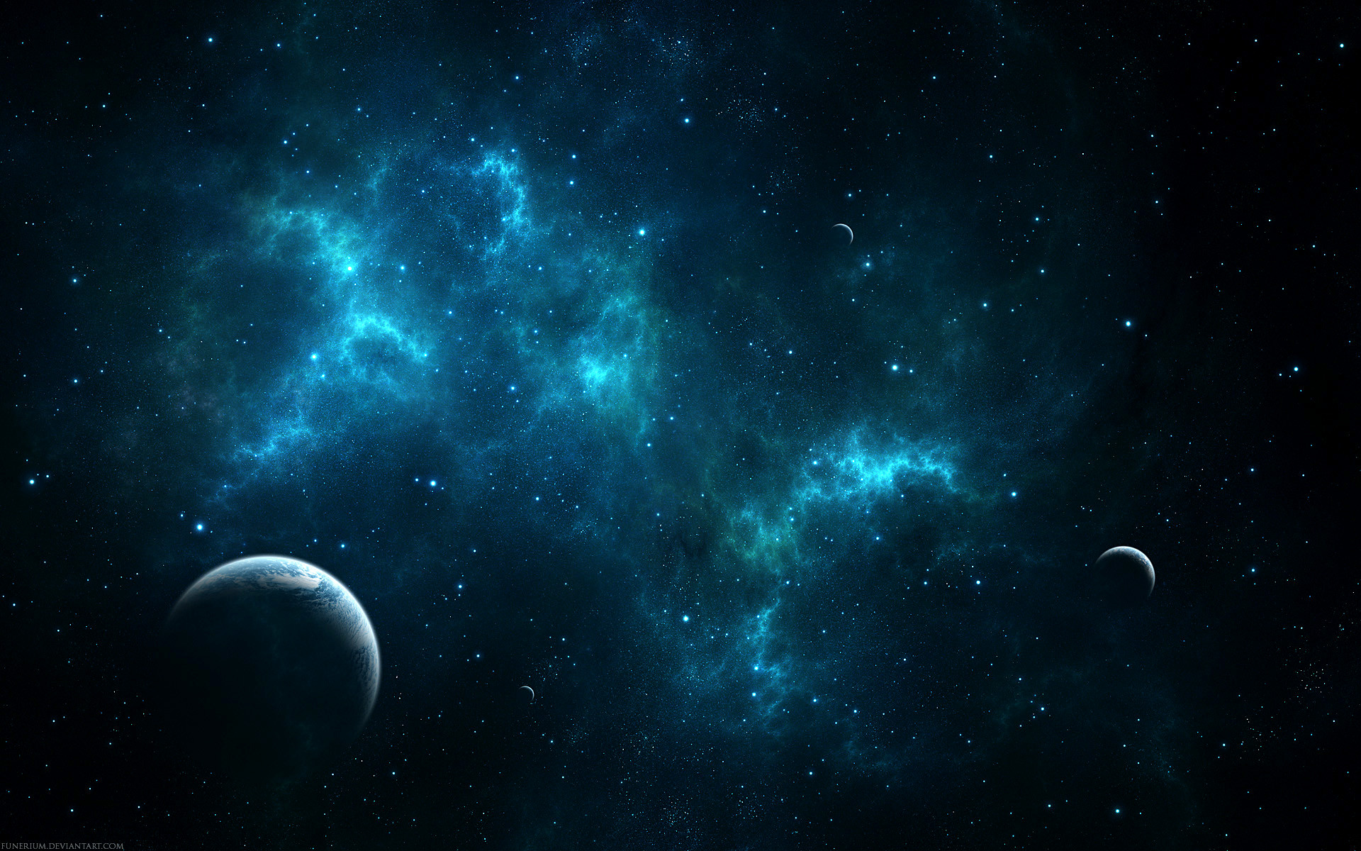 Nebulosa, Pianeti, Turchese, Spazio, Full HD, wallpaper desktop