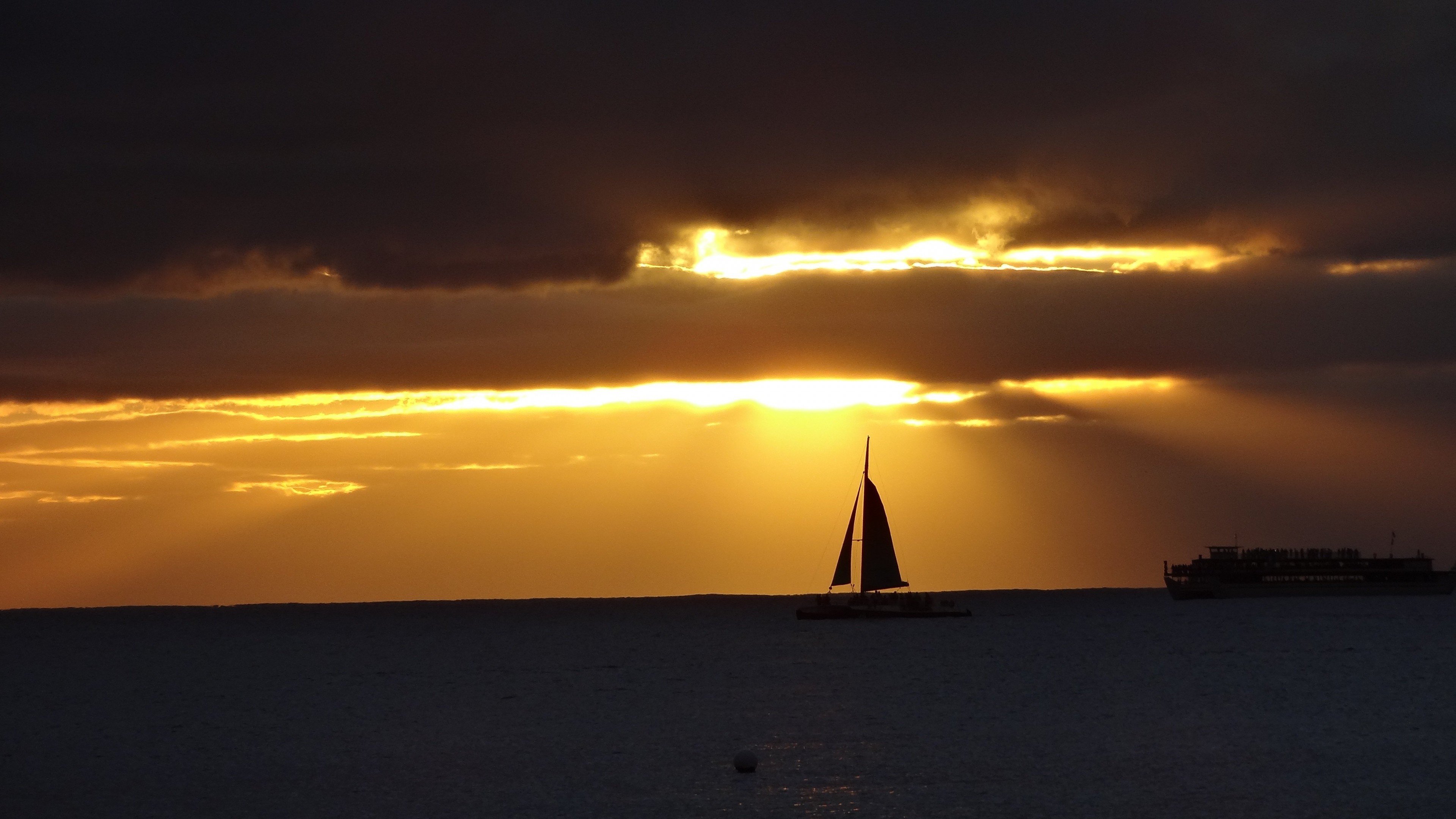 Barca a vela, Tramonto, Mare, Silhouette, 4K, sfondo per PC