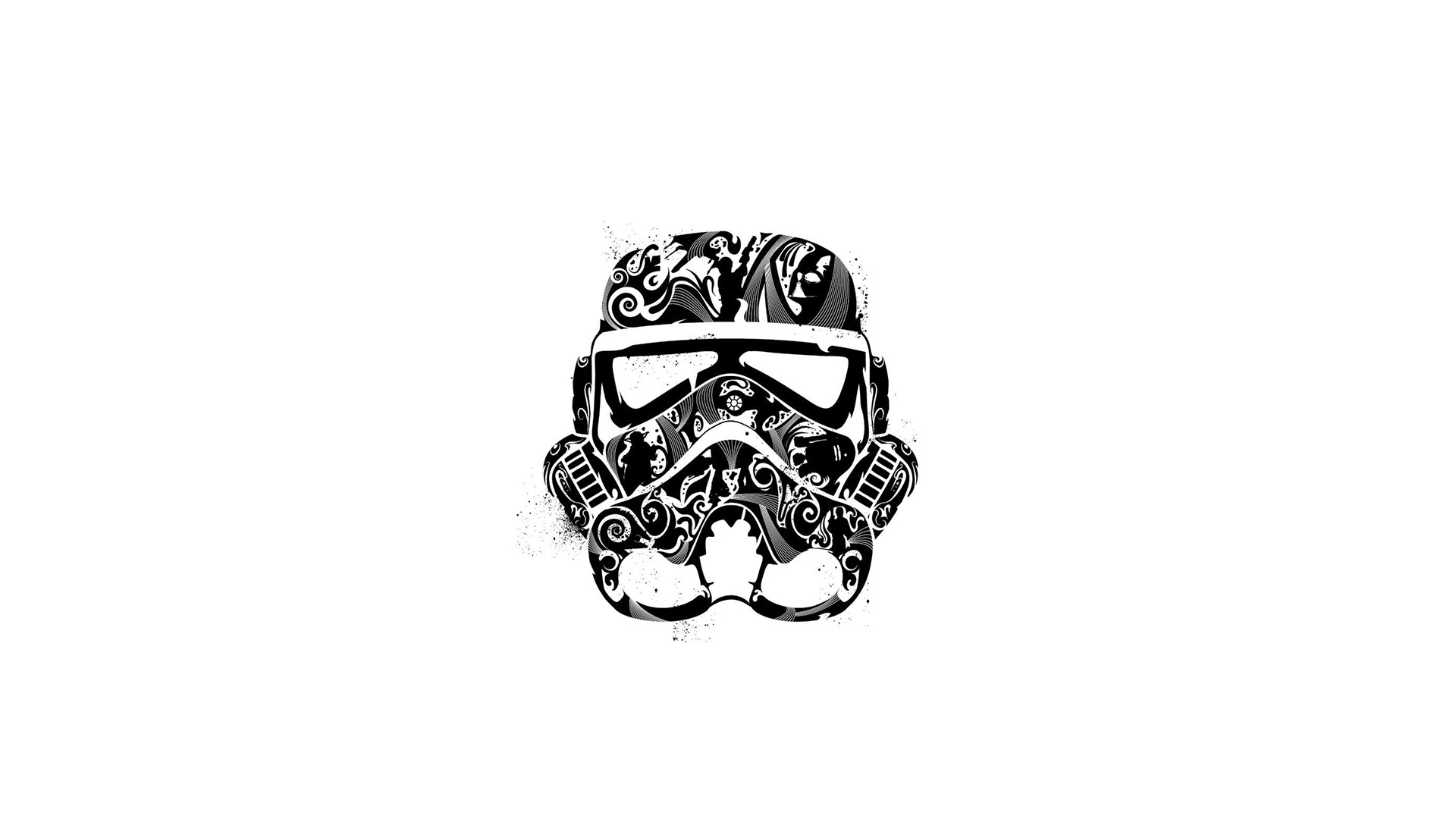 Stormtrooper, Star Wars, Ornamenti, Bianco e nero, Full HD 1080p, sfondo desktop