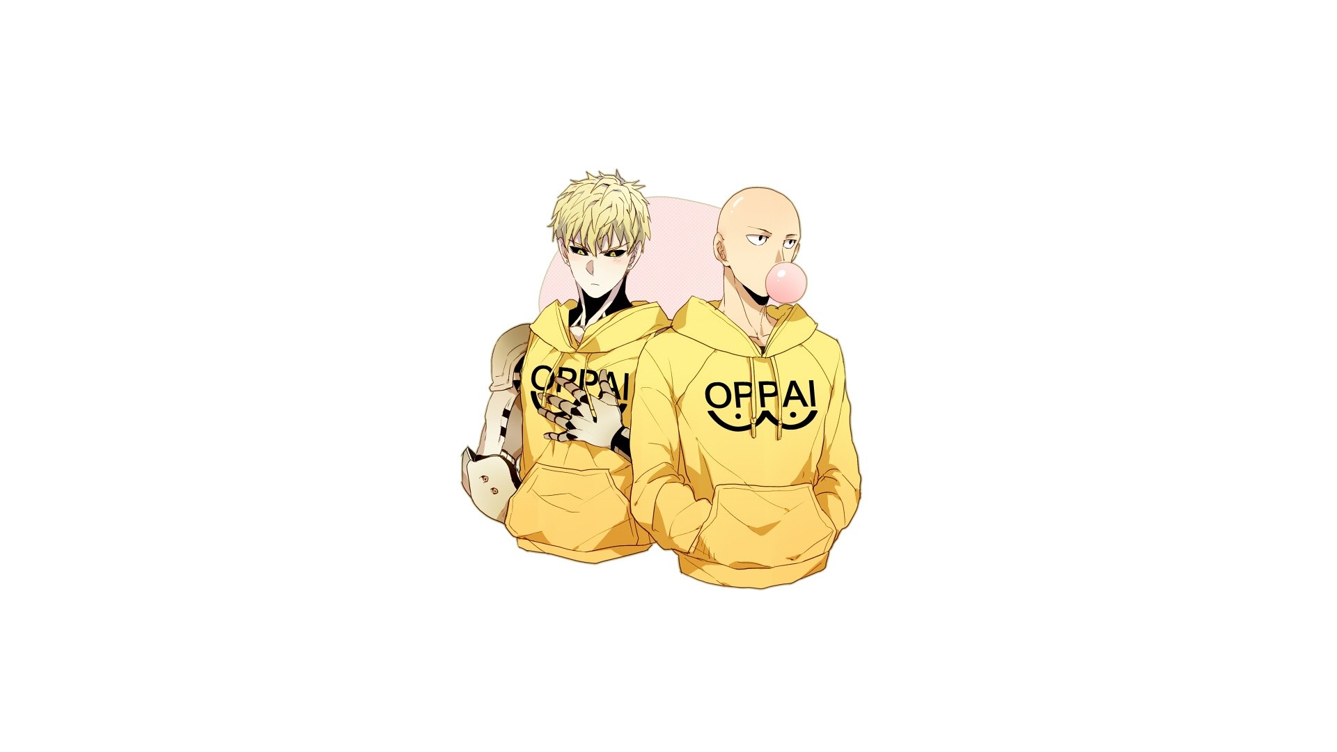 Saitama, Genos, One Punch Man, Felpa Oppai, Chibi, Full HD, sfondo Windows 11