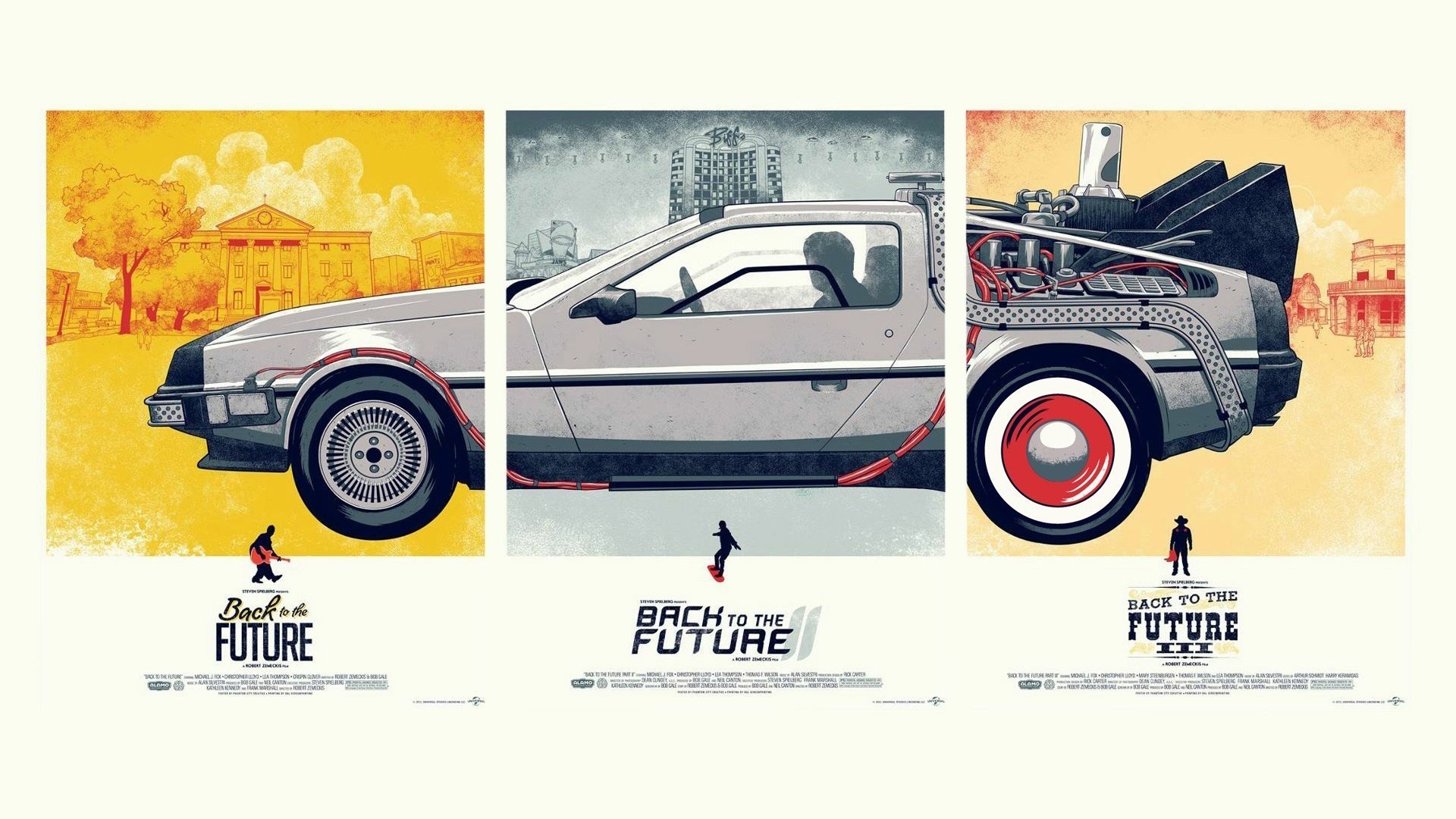 Ritorno al futuro, Trilogia, DeLorean DMC-12, Locandina, Illustrazione, sfondo desktop 1080p