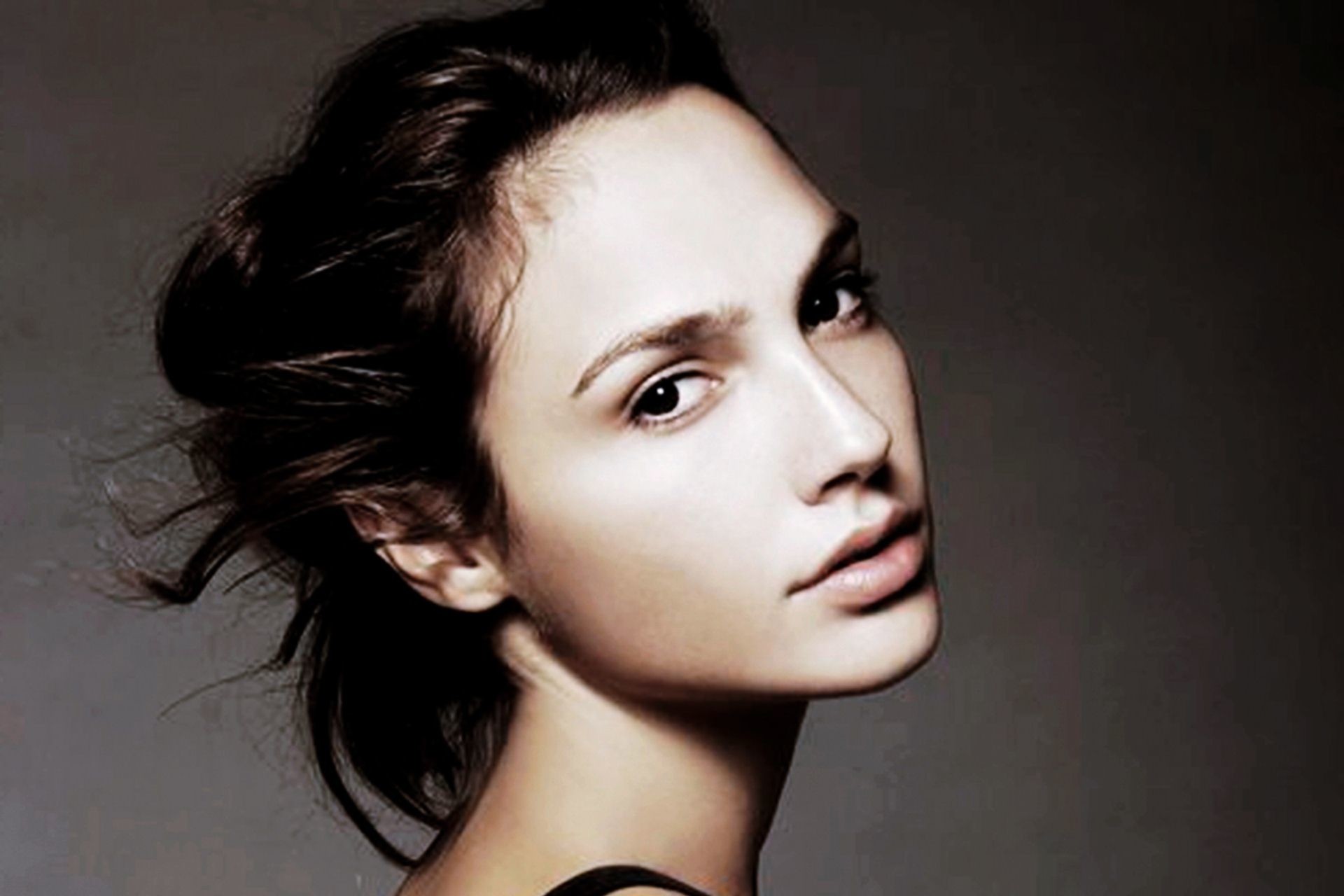 Gal Gadot, Primo piano, Bianco e nero, Ritratto, Full HD, sfondo desktop