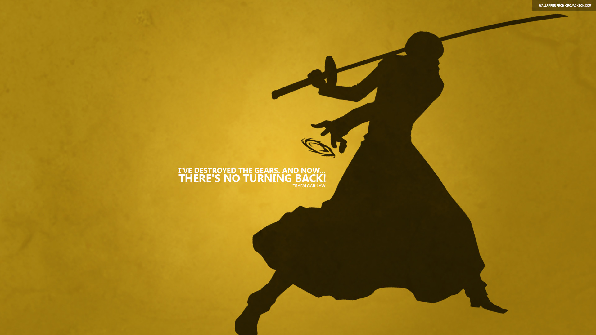Trafalgar Law, Silhouette, Citazione, Sfondo ocra, Full HD, wallpaper per PC