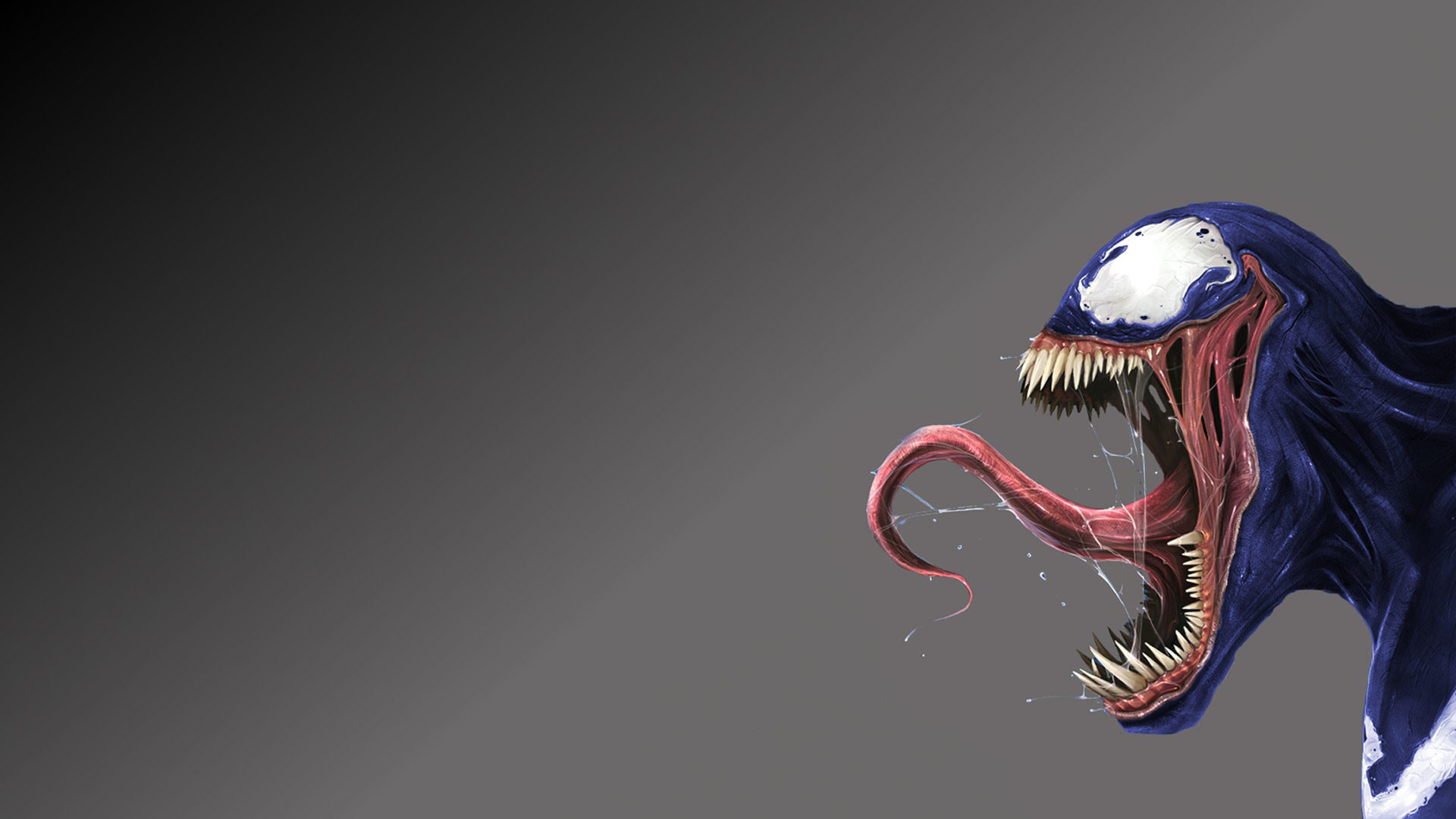 Venom, Marvel, Lingua, Sfondo grigio, Full HD, wallpaper per PC