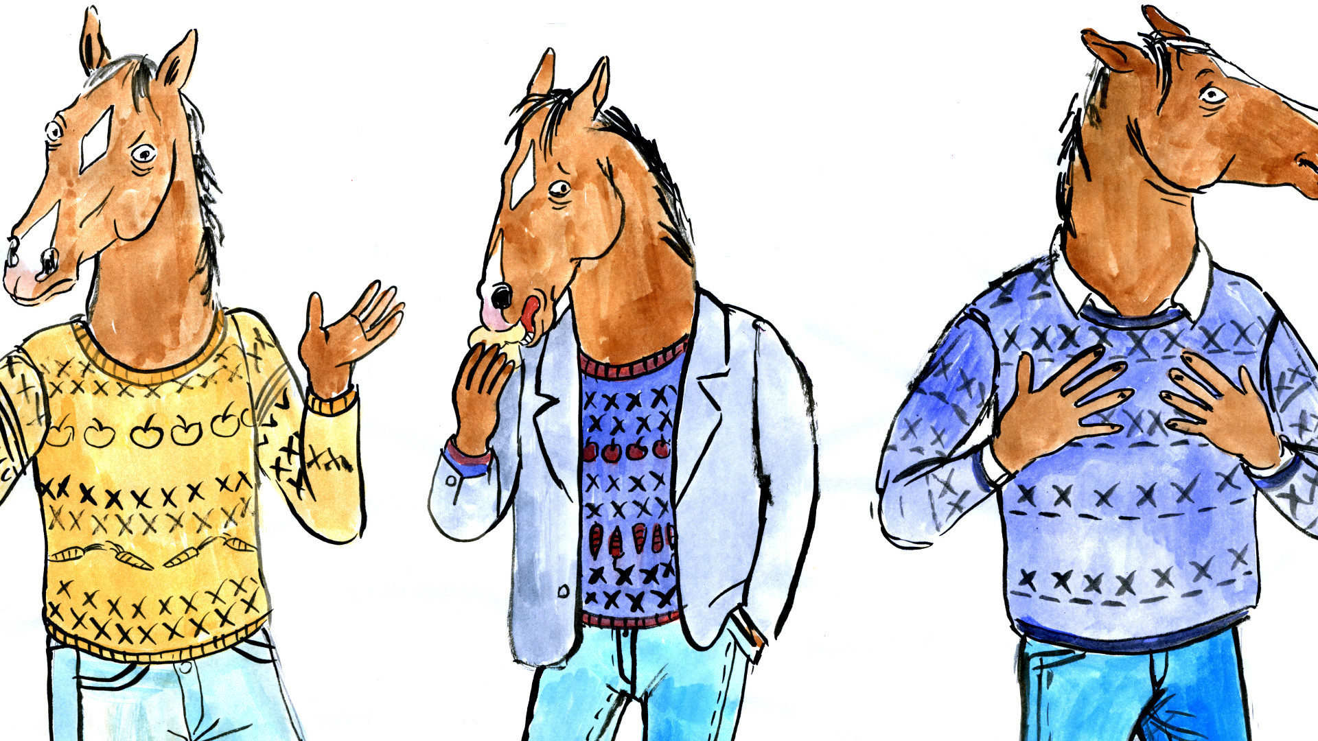 BoJack Horseman, Bozzetti, Maglioni, Illustrazione, Full HD, wallpaper per computer