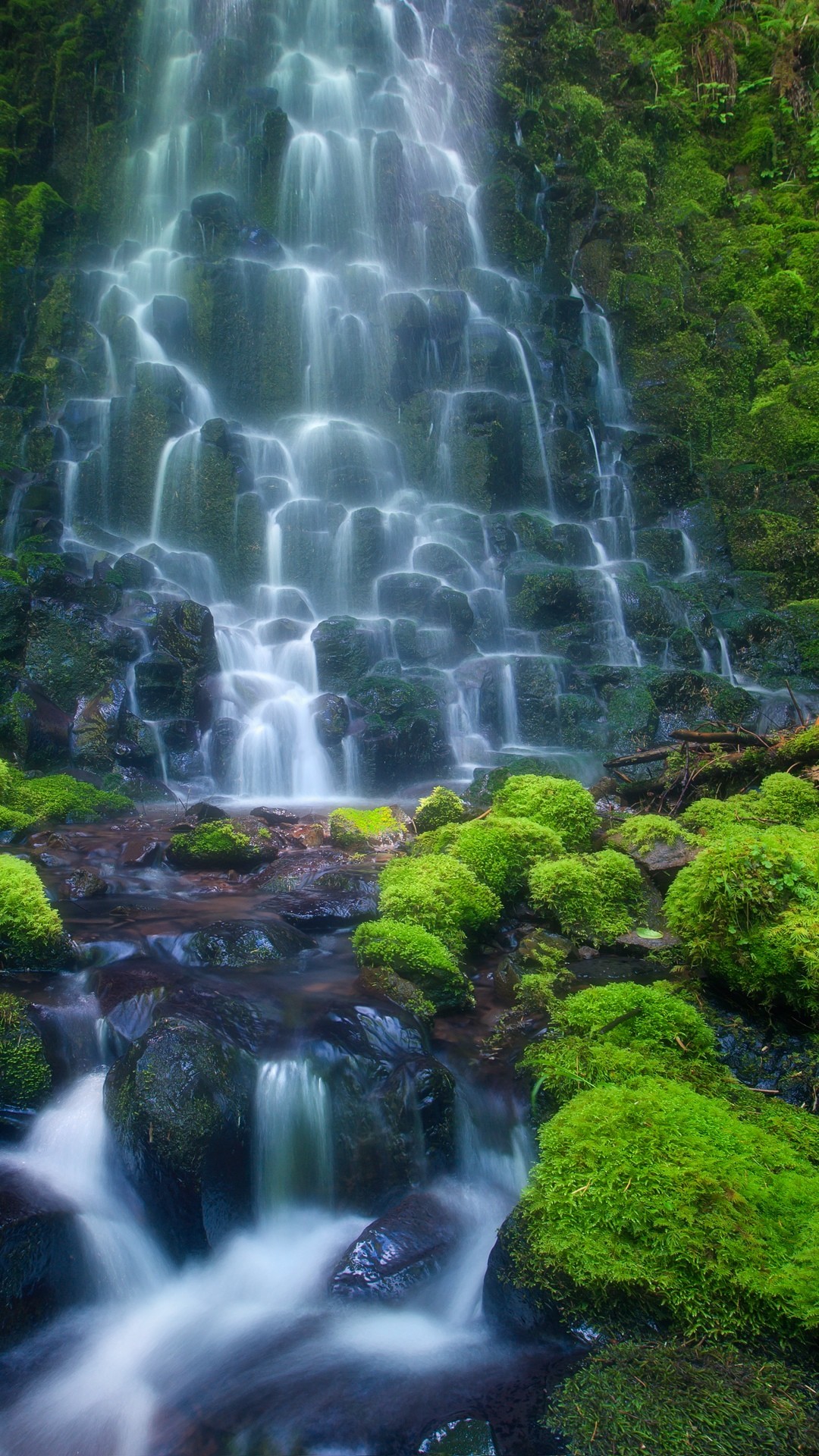 Cascata, Muschio, Foresta, Rocce, Full HD, sfondo LG G2