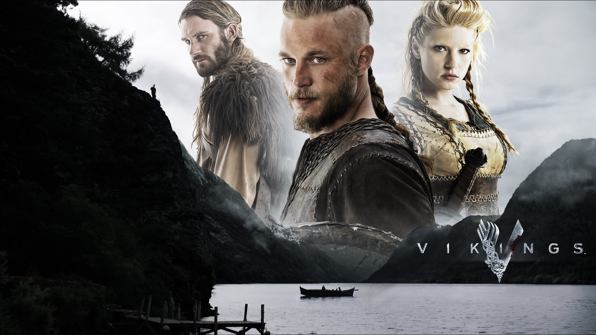 Ragnar Lothbrok, Travis Fimmel, Lagertha, Katheryn Winnick, Rollo, Vikings, sfondo Windows 11