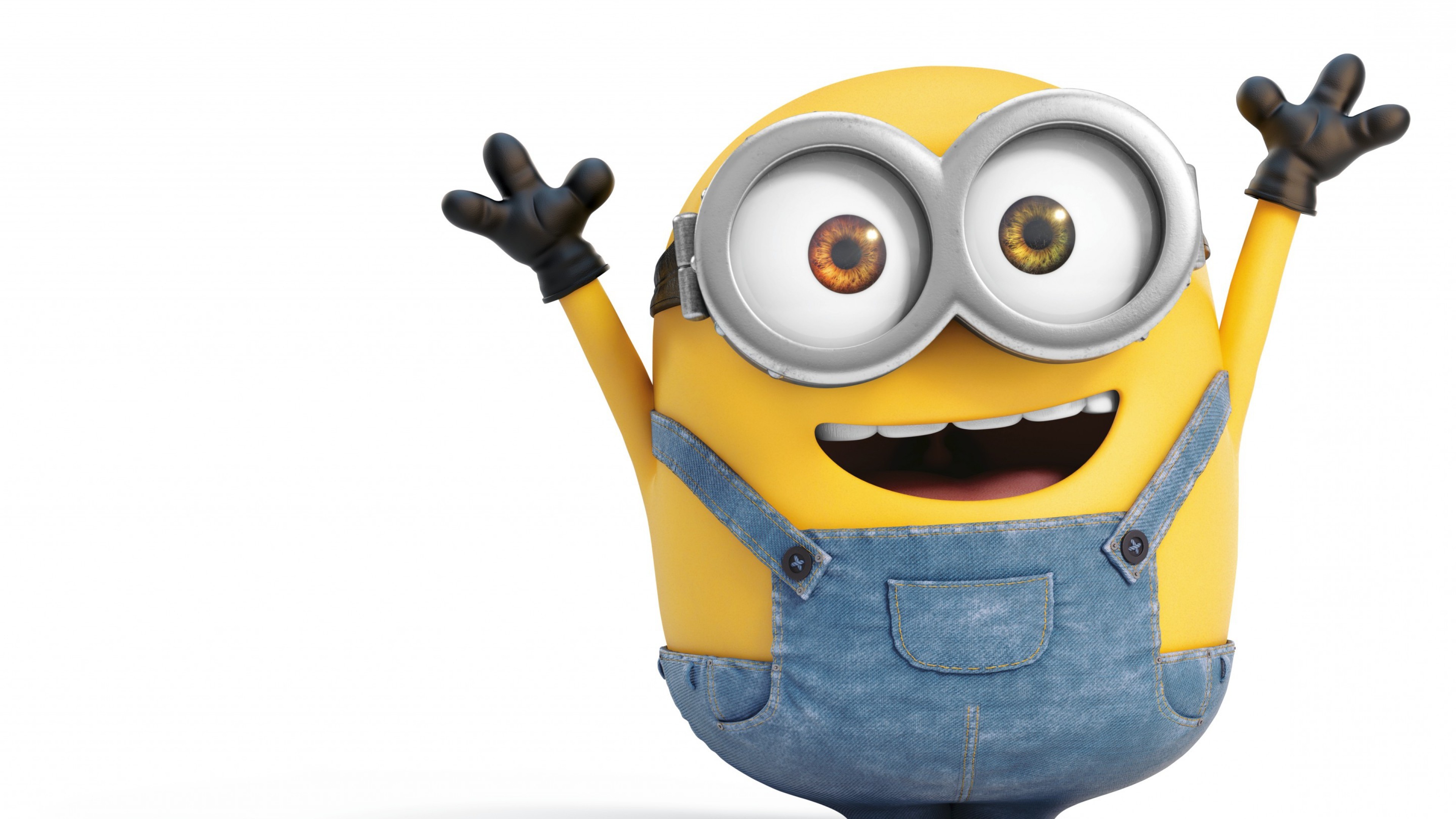 Minion, Braccia alzate, Sfondo bianco, 4K, wallpaper per portatile