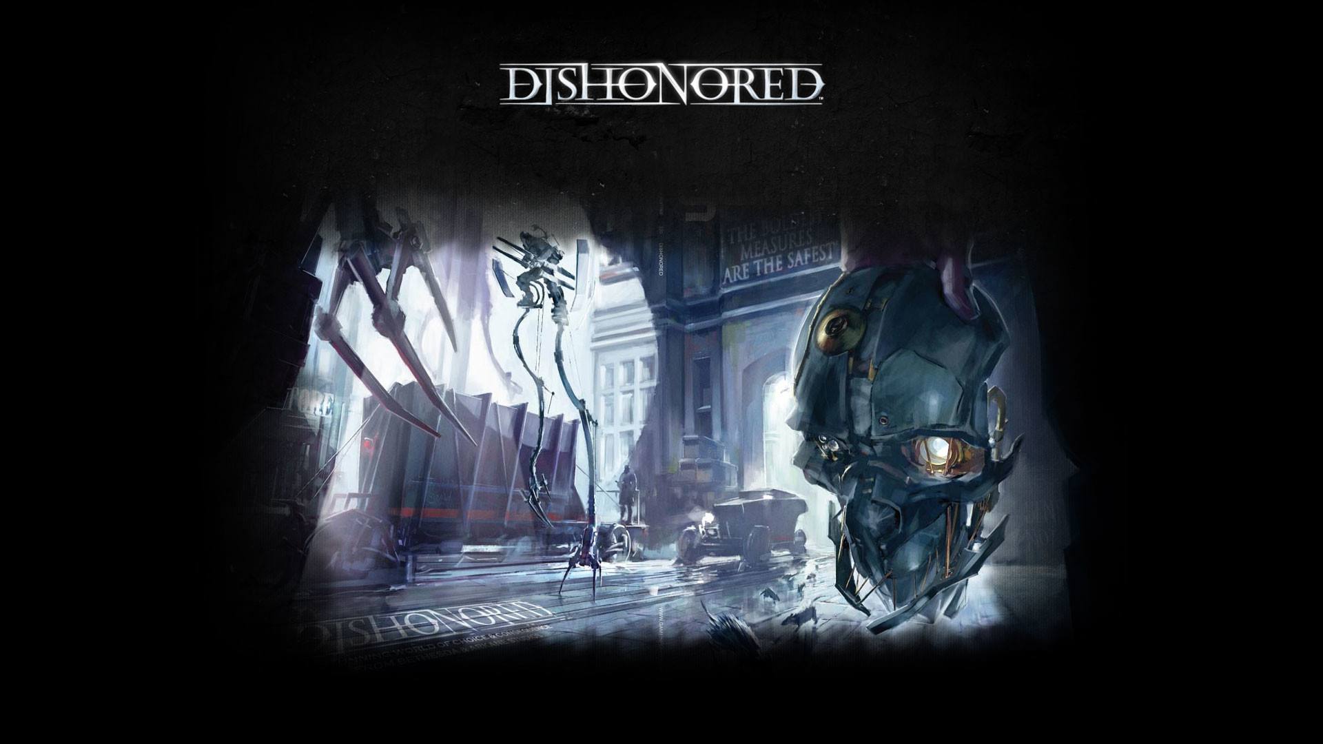 Maschera di Corvo, Dishonored, Tallboy, Logo, Sfondo nero, Full HD, wallpaper per portatile