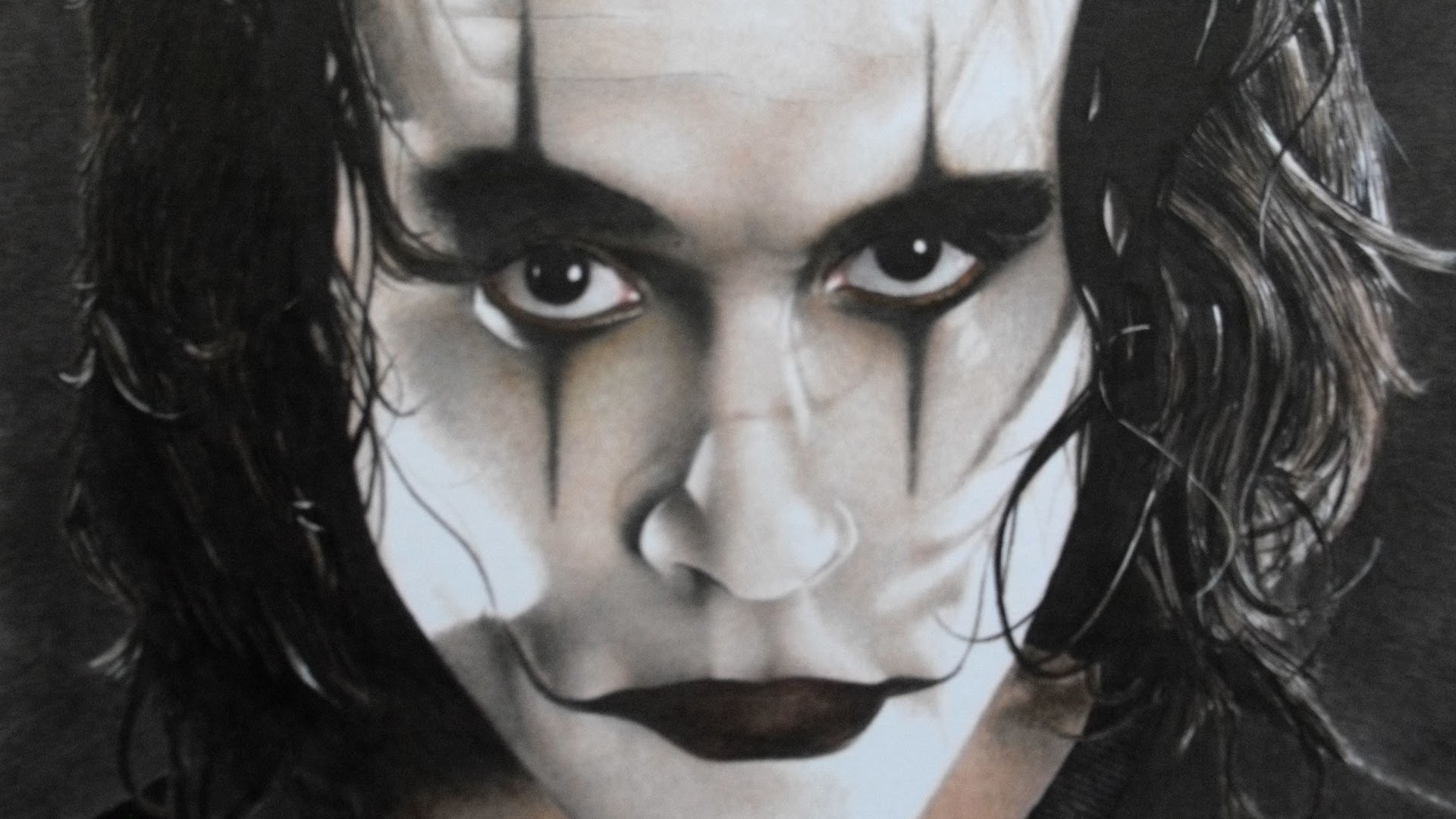 Eric Draven, Brandon Lee, Il corvo, Trucco, Primo piano, 16:9 Full HD, sfondo widescreen