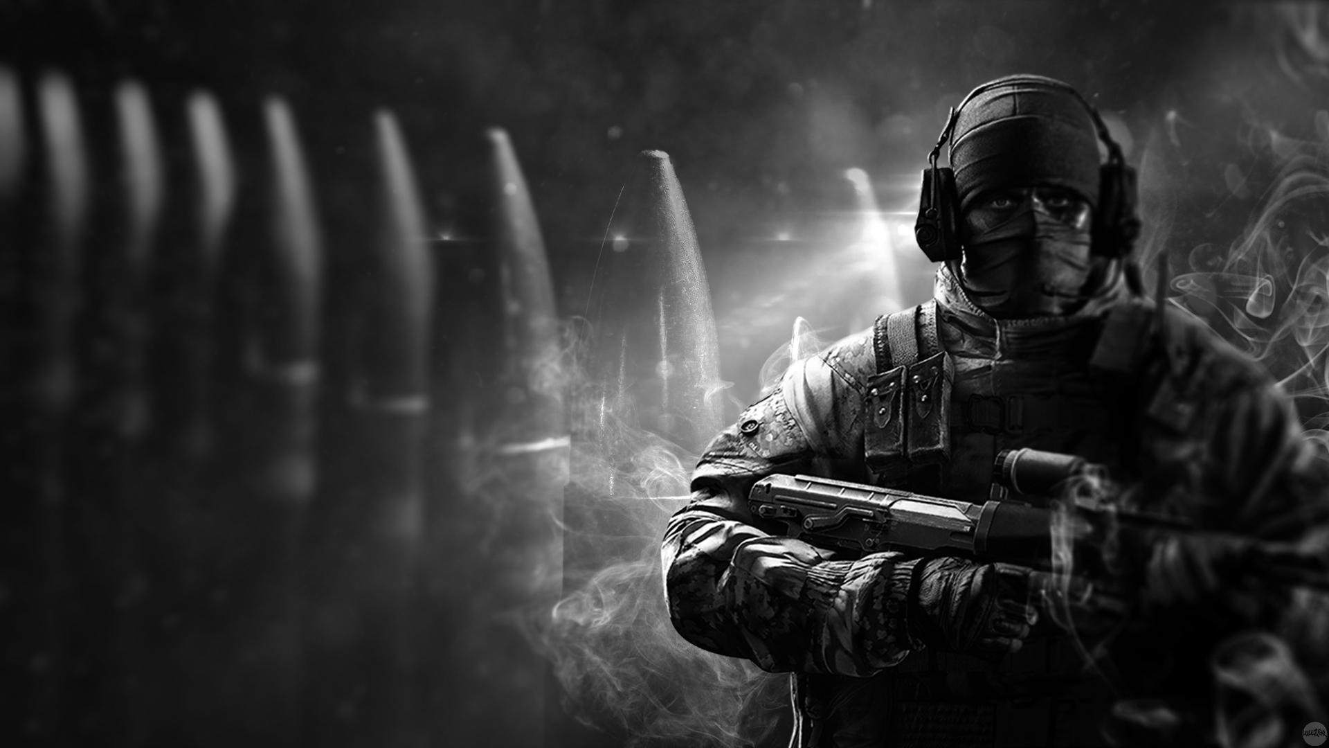 Rainbow Six Siege, Operatore, Bianco e nero, Fucile, 1920x1080, immagine di sfondo