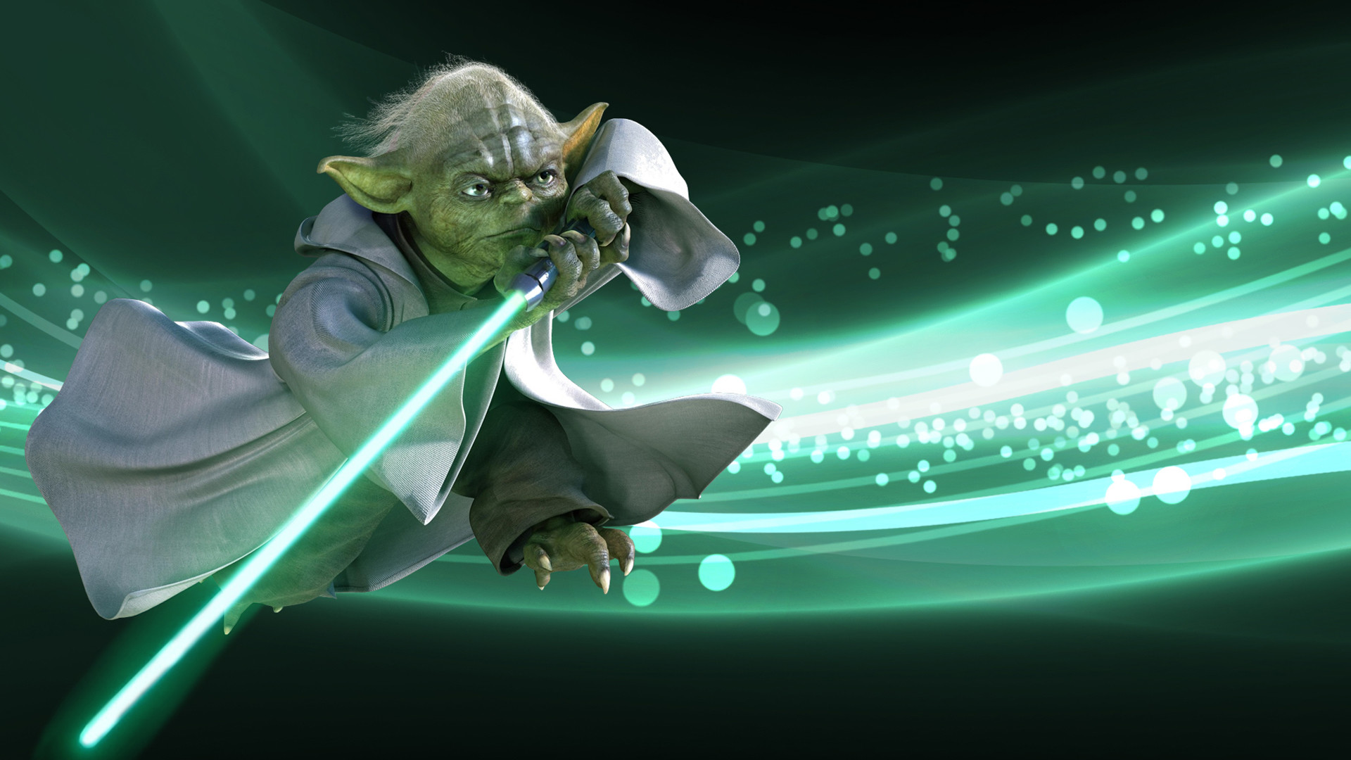 Yoda, Spada laser verde, Star Wars, Arte digitale, 1920x1080, sfondo per PC