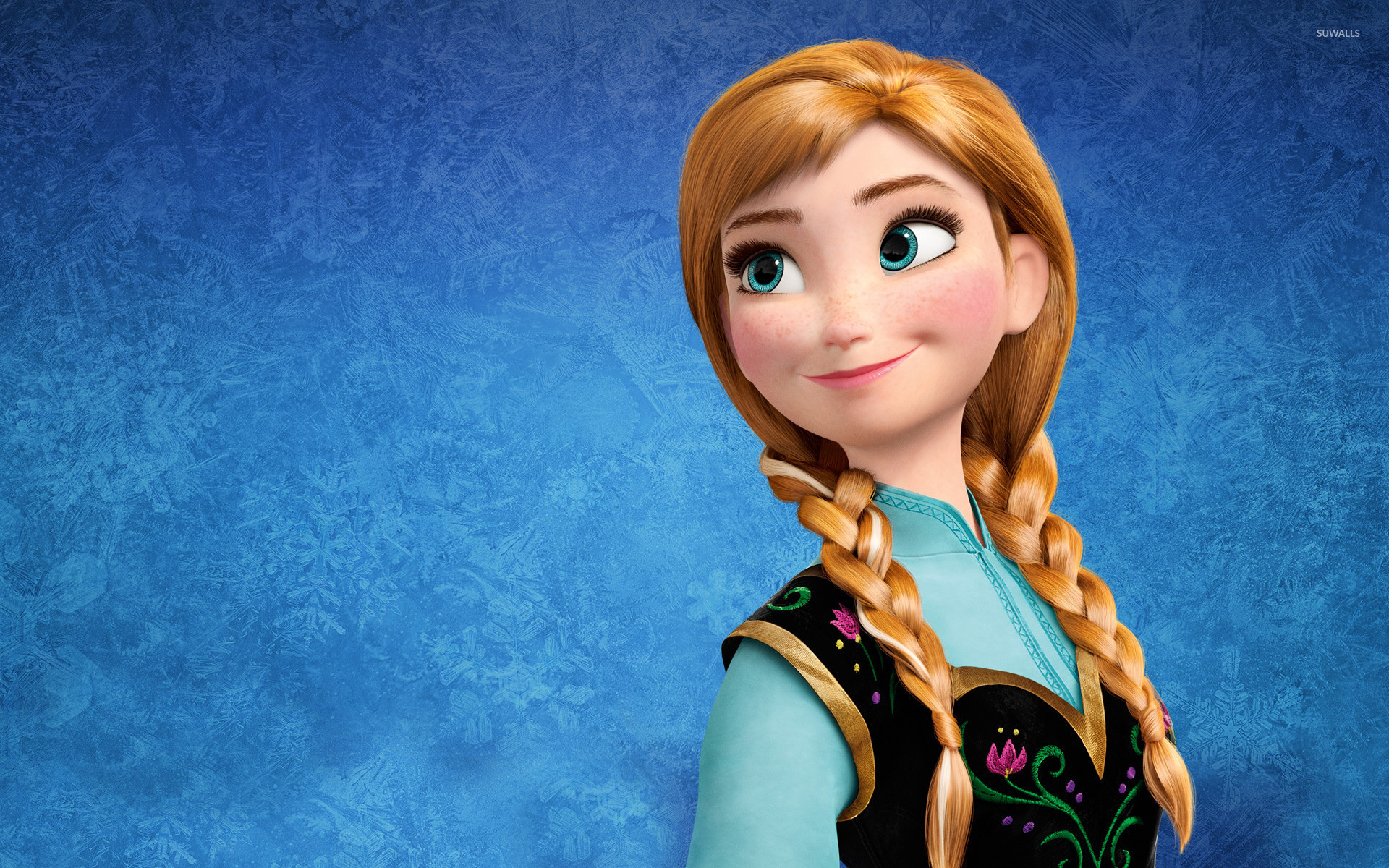 Anna, Frozen - Il regno di ghiaccio, Trecce, Blu, Full HD, sfondo per PC
