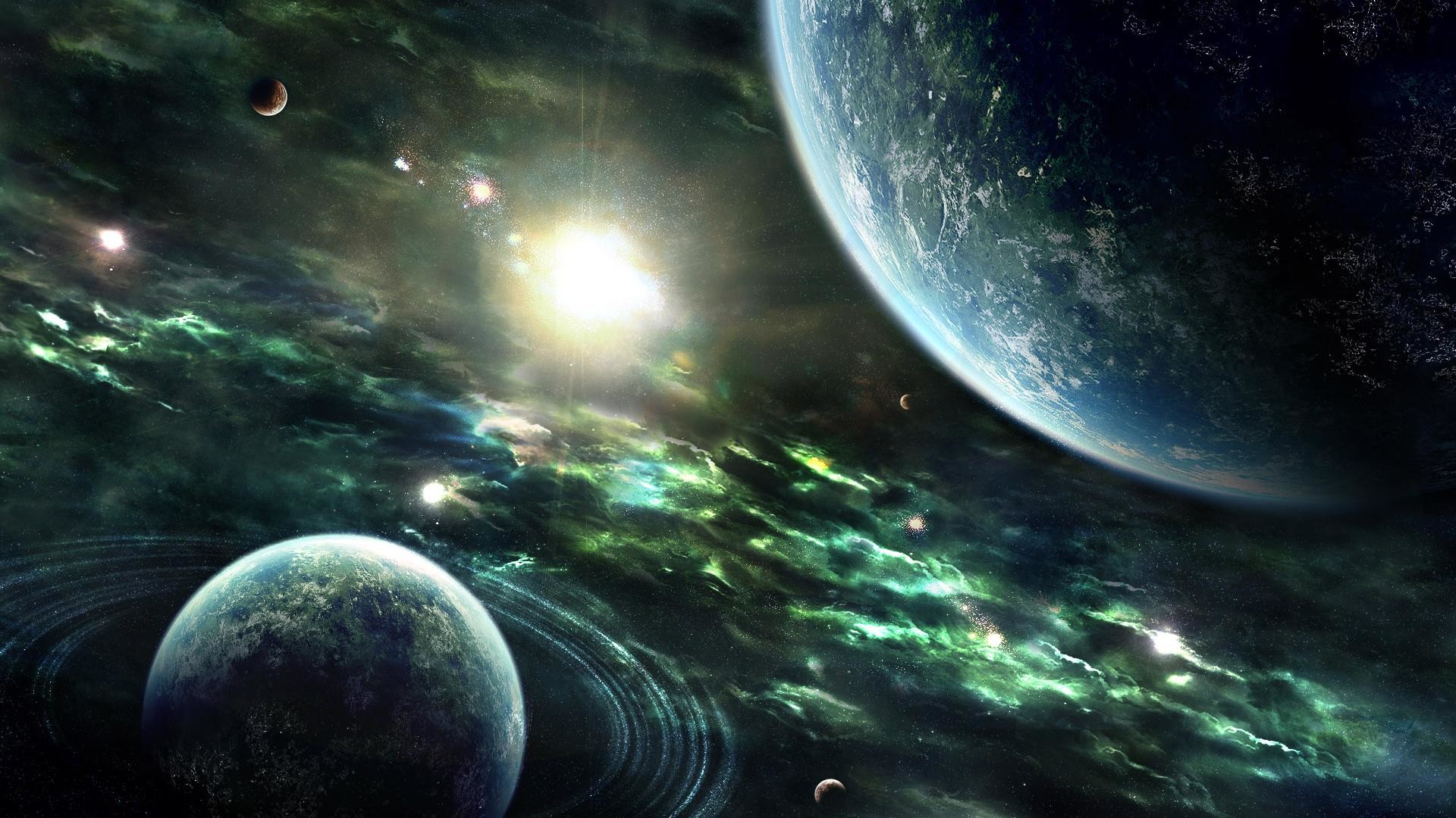 Pianeti, Nebulosa, Stella, Arte spaziale, Full HD, wallpaper per computer