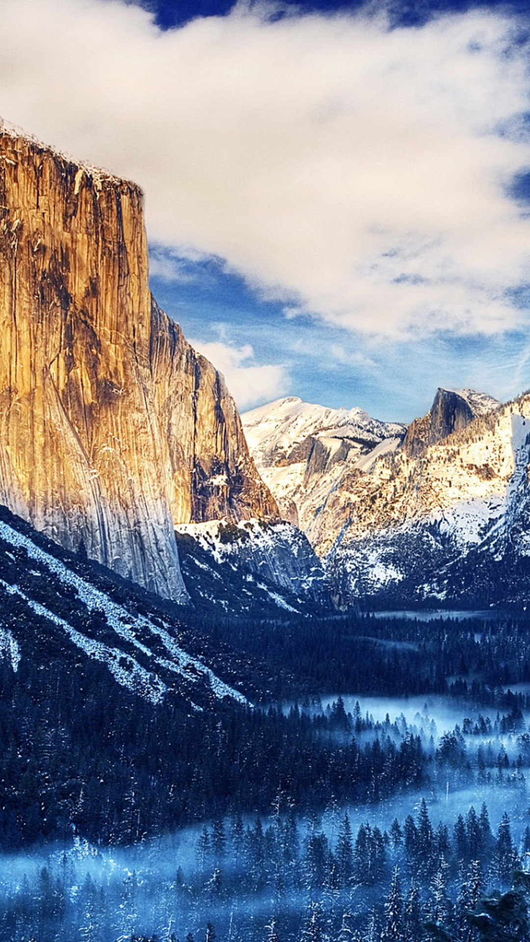 Yosemite, El Capitan, Valle, Neve, sfondo iPhone 6S Full HD