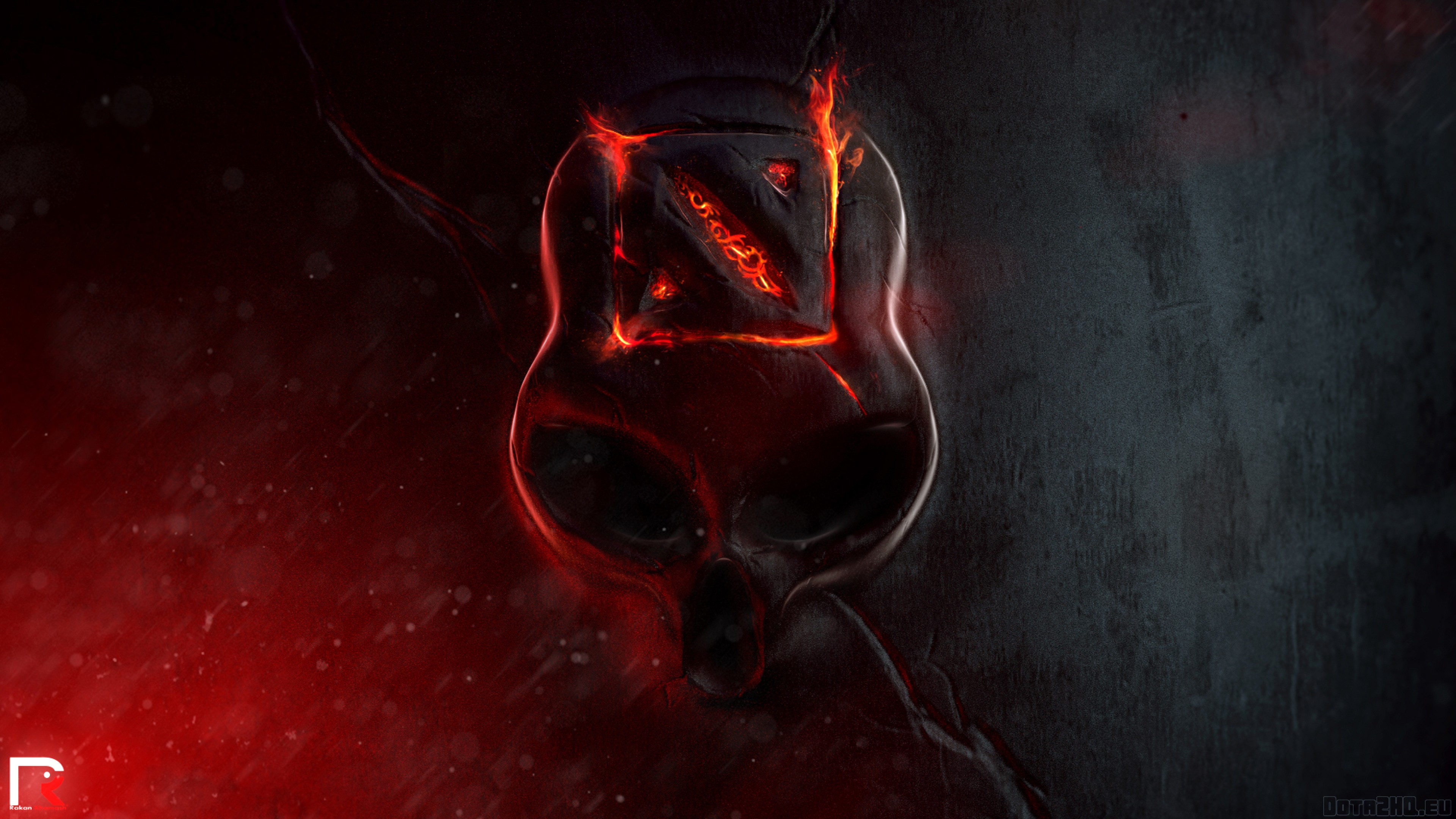 Dota 2, Logo, Teschio, Rosso, Nero, 4K, sfondo per portatile