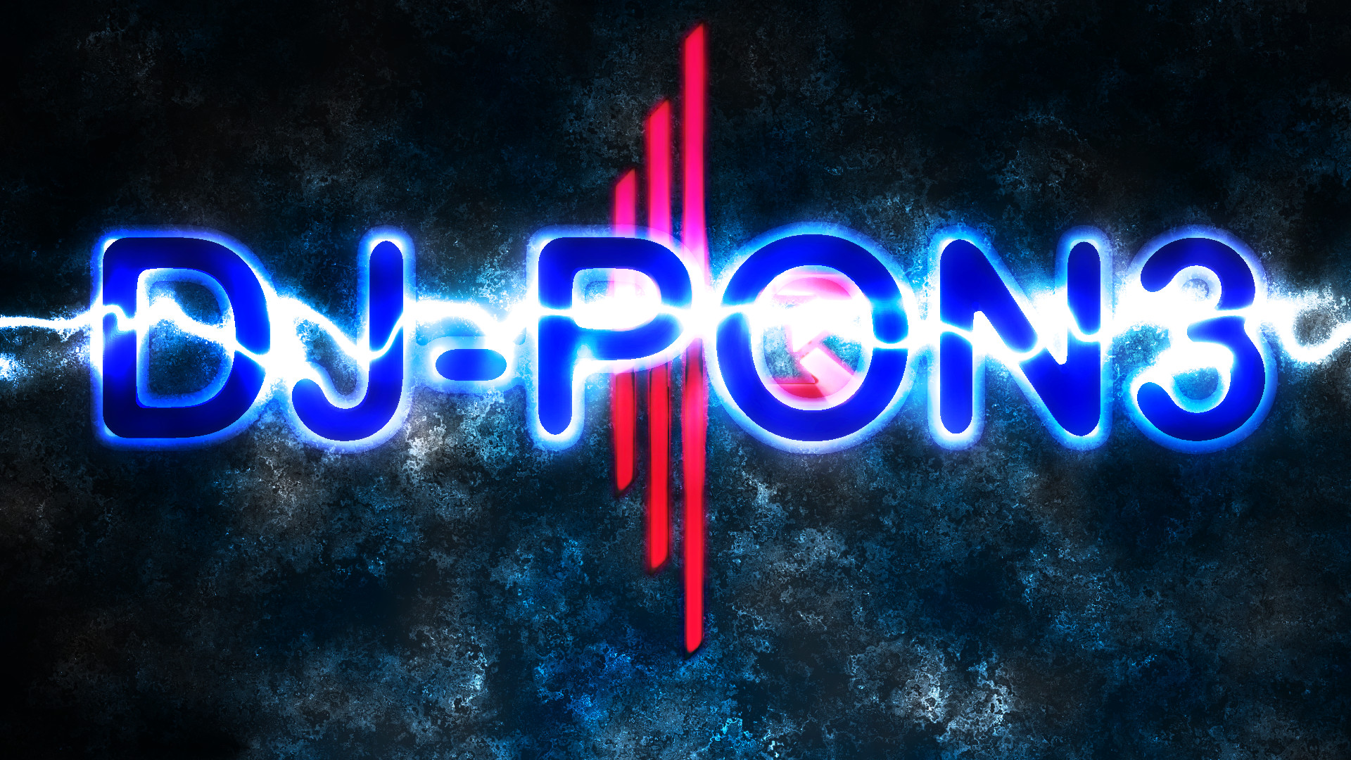 DJ-Pon3, Scritta, Neon blu, Spazio, Full HD 1080p, sfondo desktop