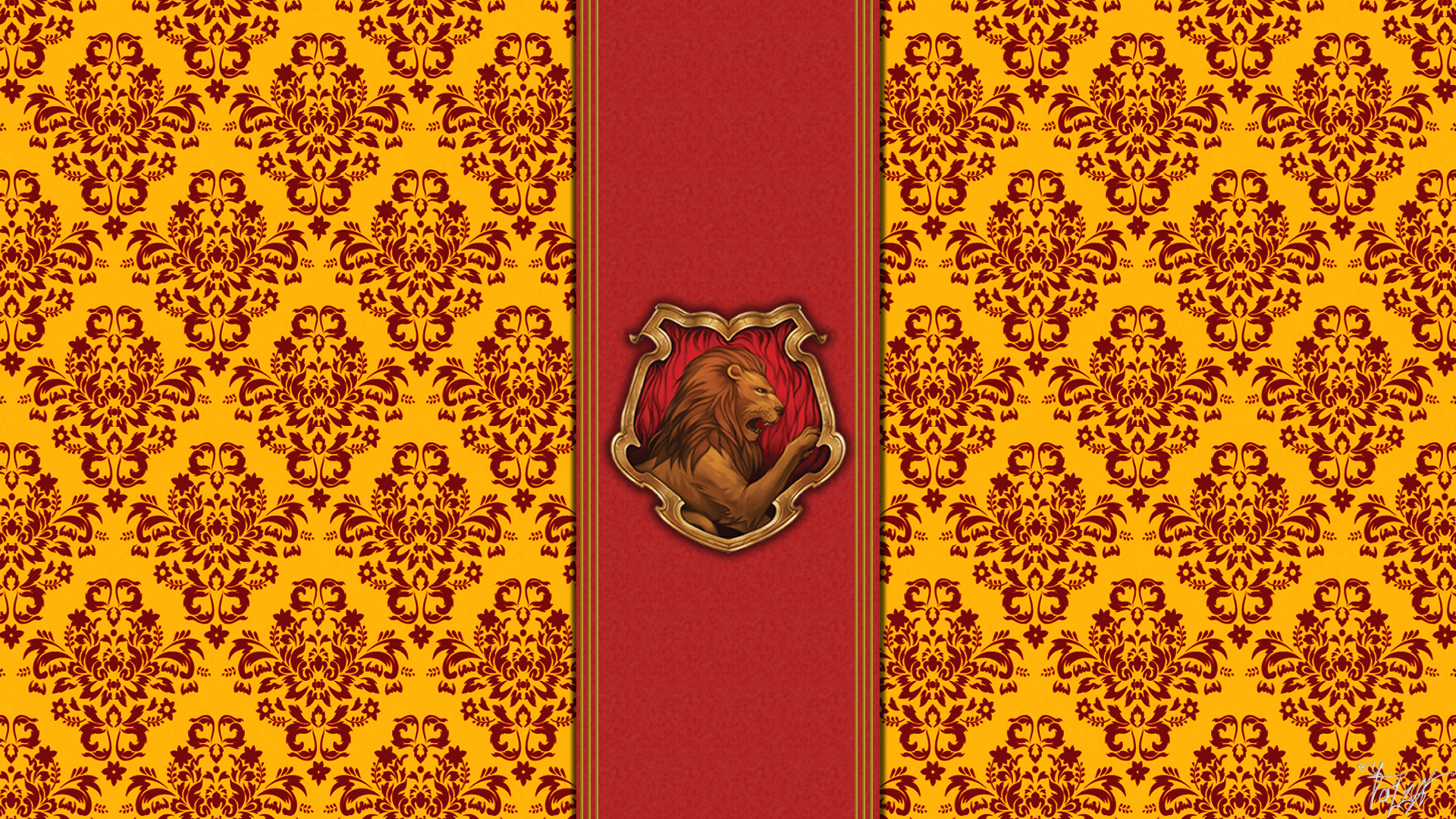 Harry Potter, Grifondoro, Stemma, Damasco, Rosso e oro, 1920x1080, immagine di sfondo