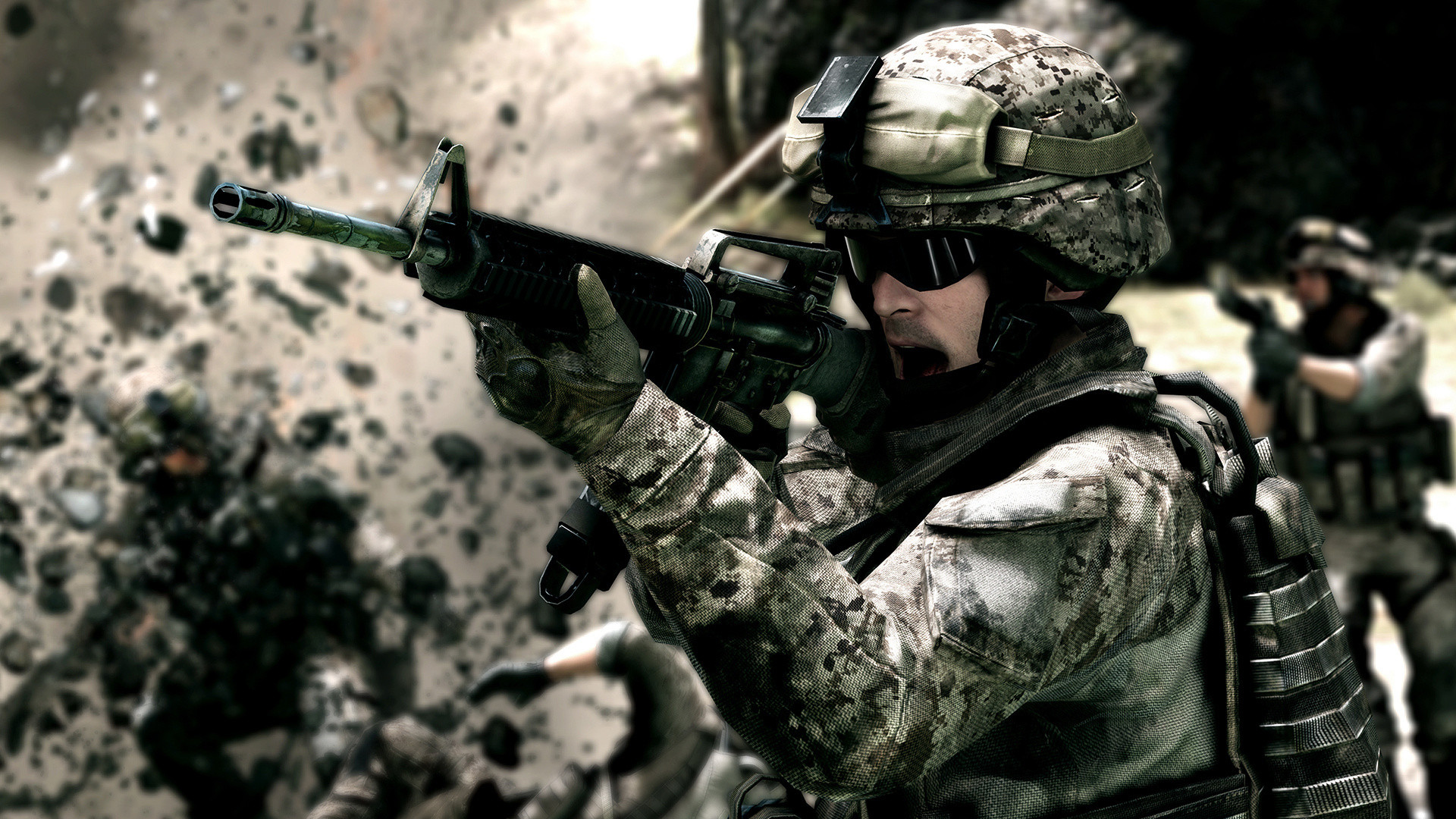 Soldato, Fucile M16, Combattimento, Elmetto, Full HD 1080p, sfondo desktop