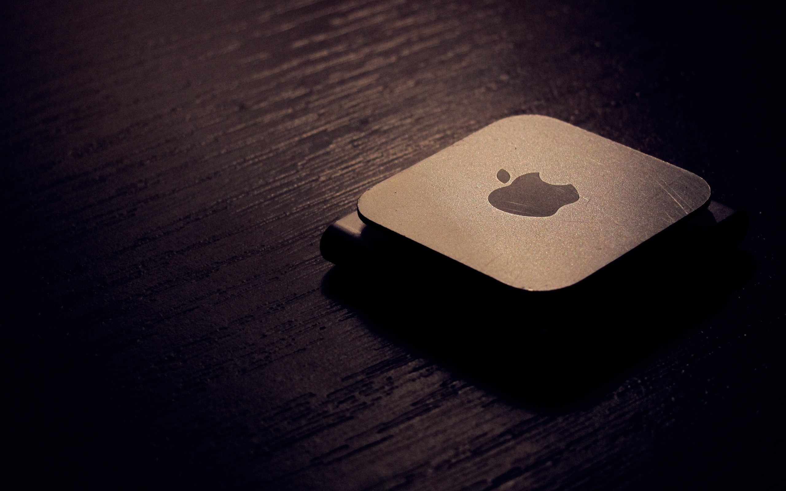 Apple TV, Logo Apple, Legno, Scuro, immagine di sfondo Mac