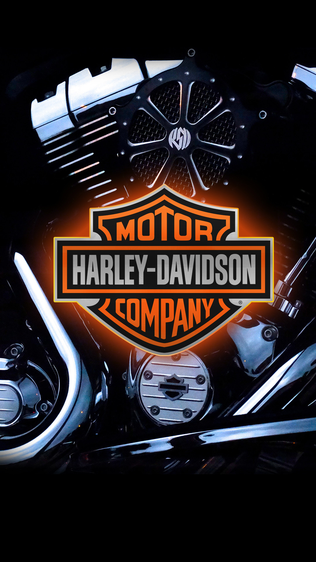 Harley-Davidson, Logo Bar & Shield, Motore V-twin, Cromature, Primo piano, sfondo cellulare Android