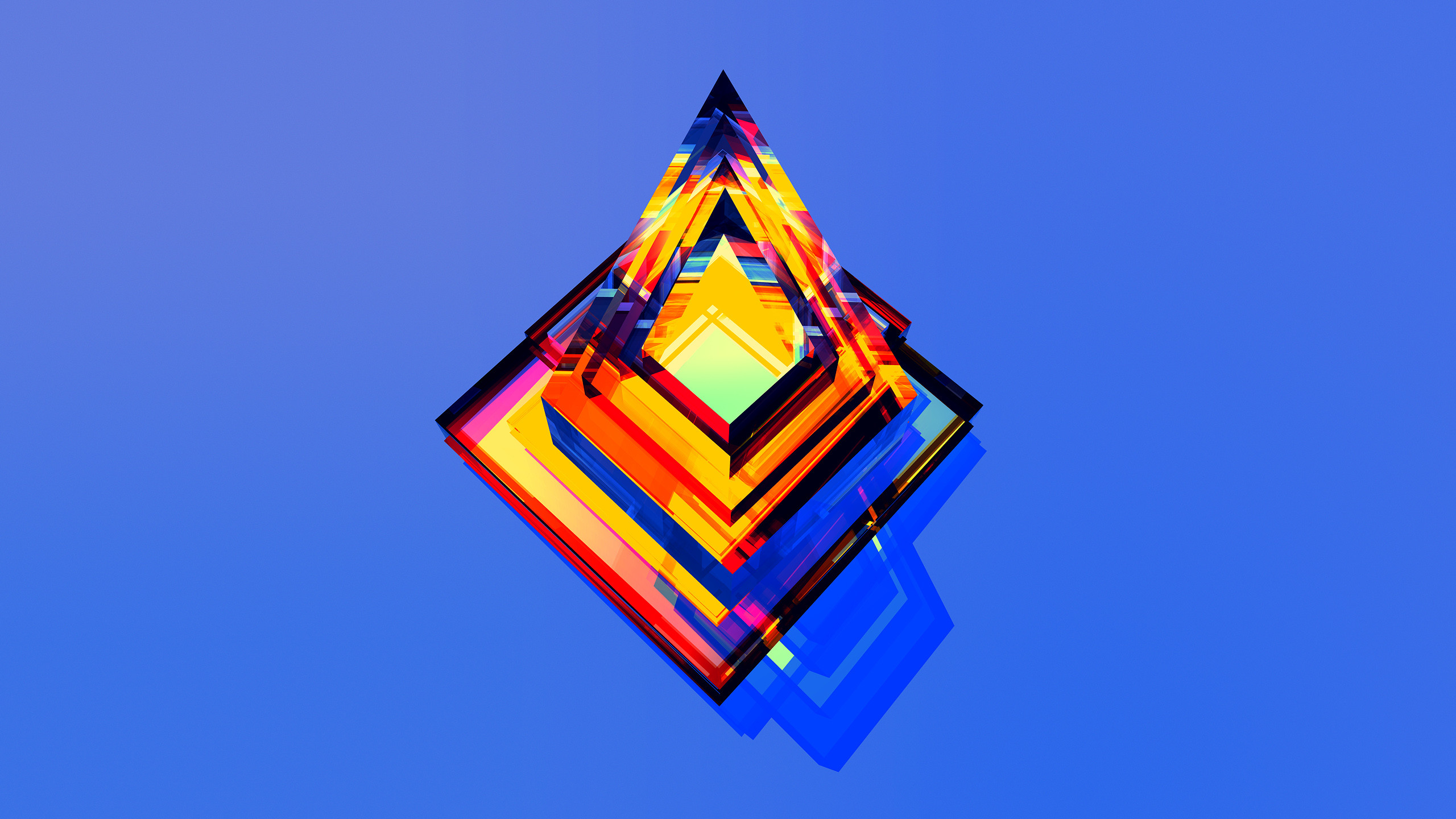 Rombo, Astratto, Sfondo blu, Colori vivaci, 2K, wallpaper per computer