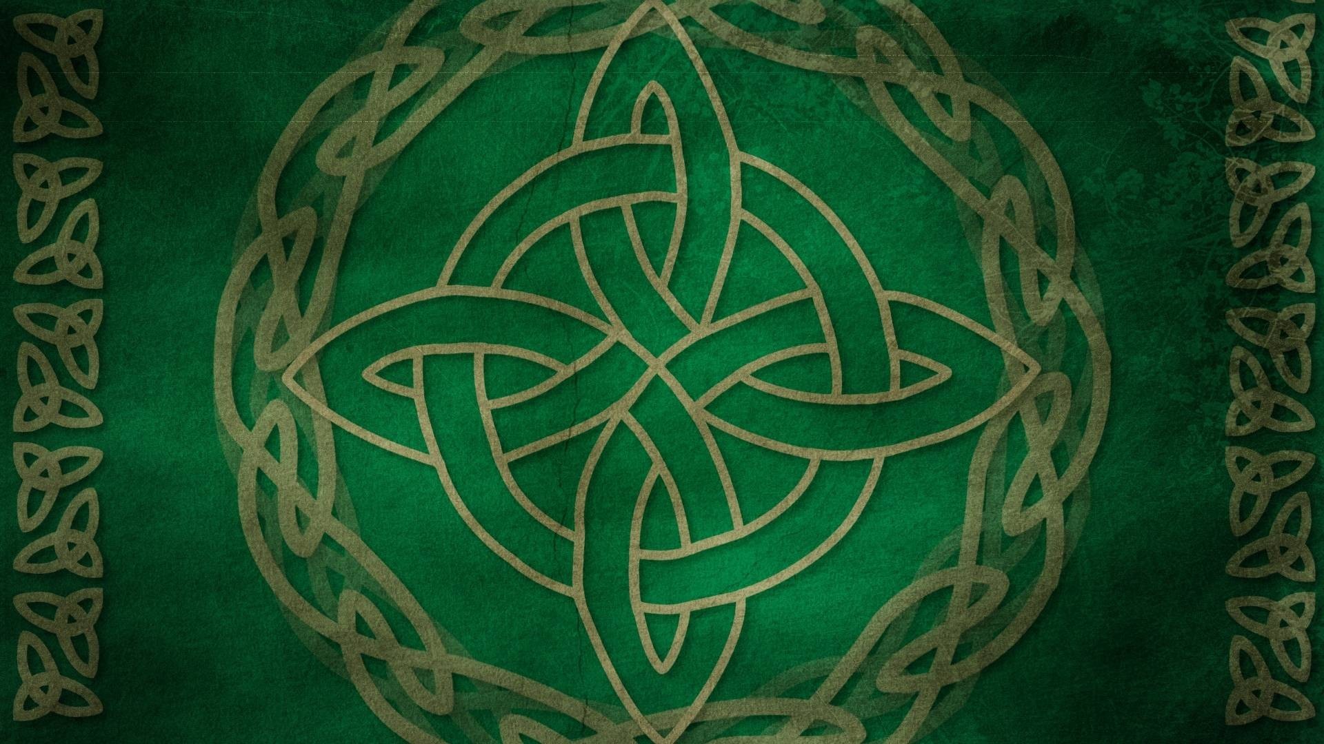 Nodo celtico, Intreccio, Verde, Ornamento, Full HD, sfondo desktop