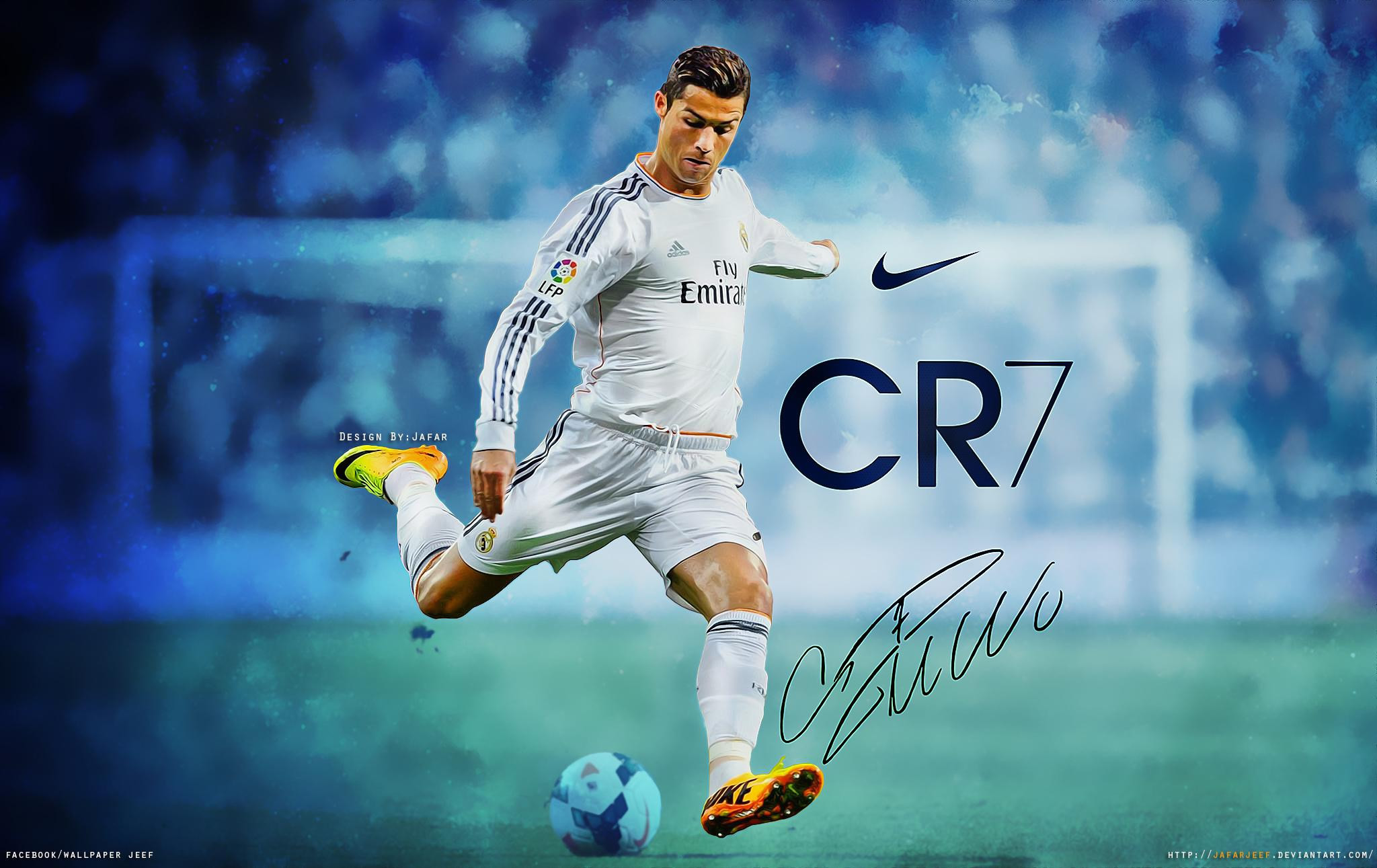 Cristiano Ronaldo, Real Madrid, CR7, Calcio di punizione, Autografo, sfondo Full HD per computer