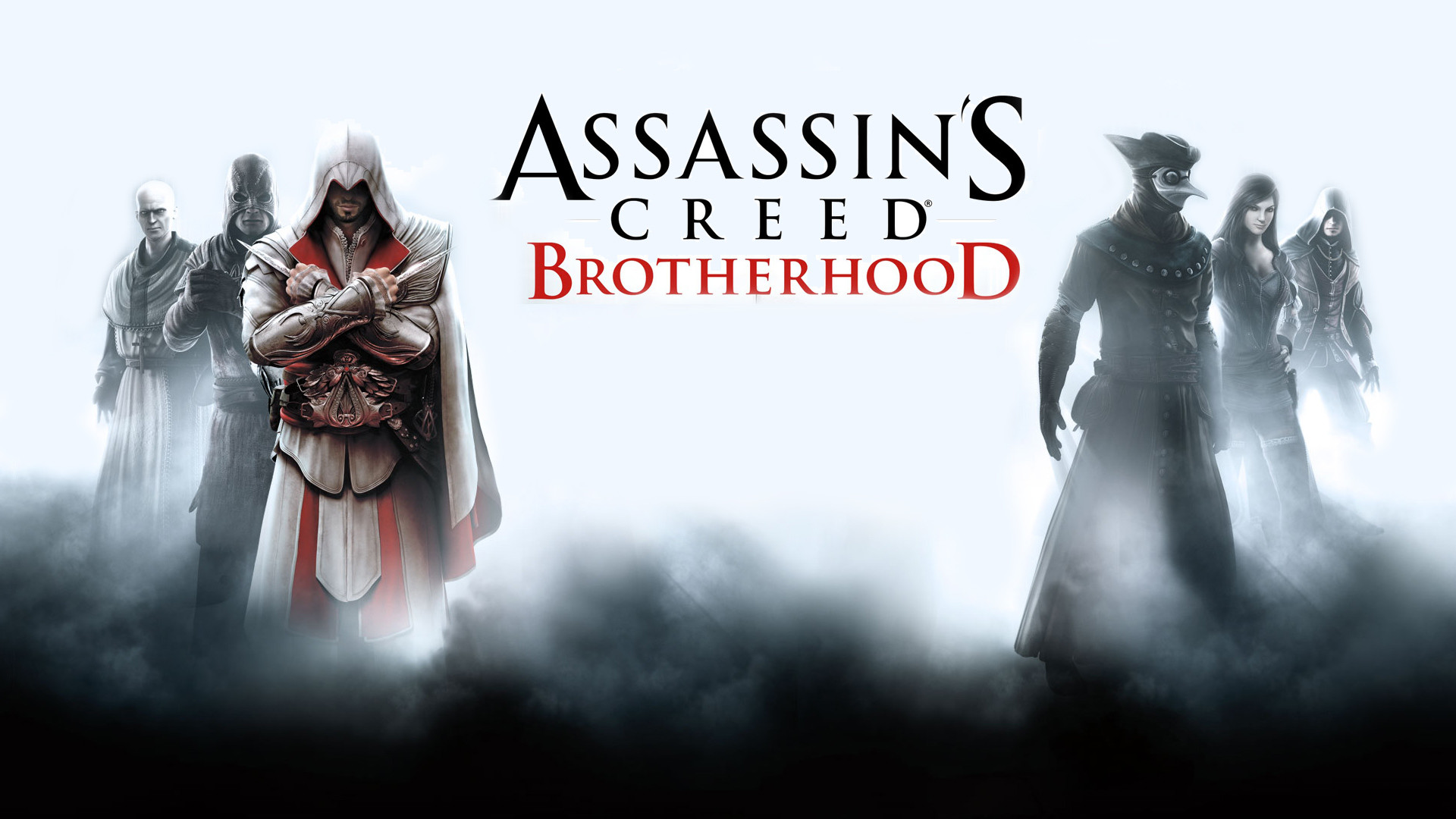 Assassin's Creed: Brotherhood, Ezio Auditore da Firenze, Logo, Nebbia, sfondo 1920x1080 per PC