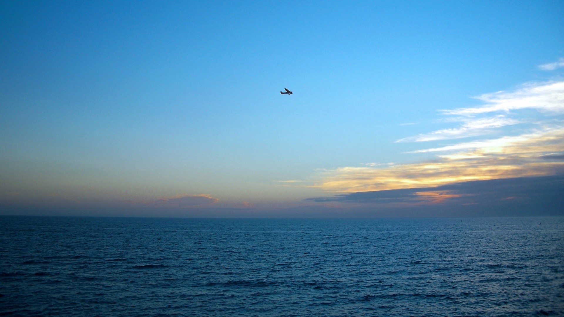 Mare, Orizzonte, Crepuscolo, Aereo, Full HD, sfondo Windows 11