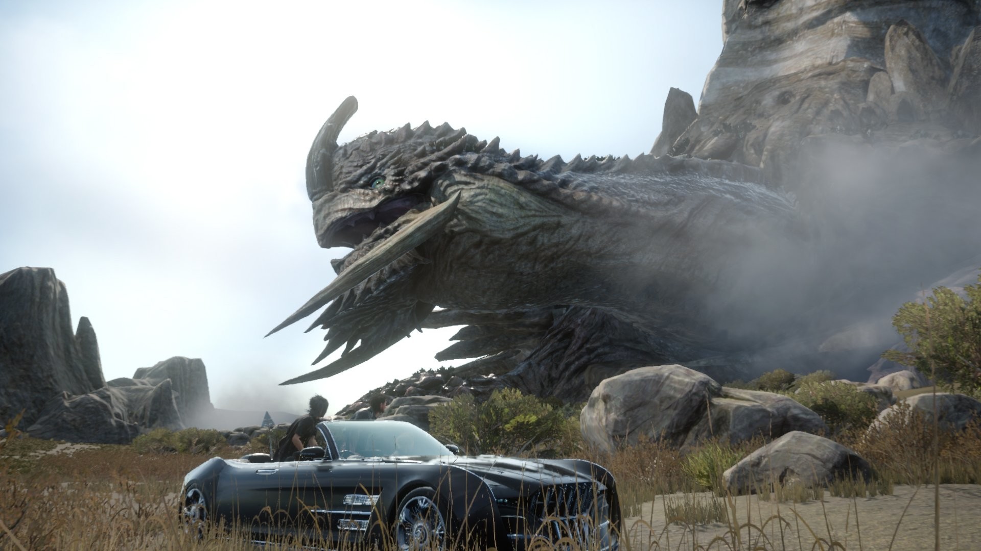 Final Fantasy XV, Regalia, Bestia, Rocce, Nebbia, Full HD, wallpaper per computer
