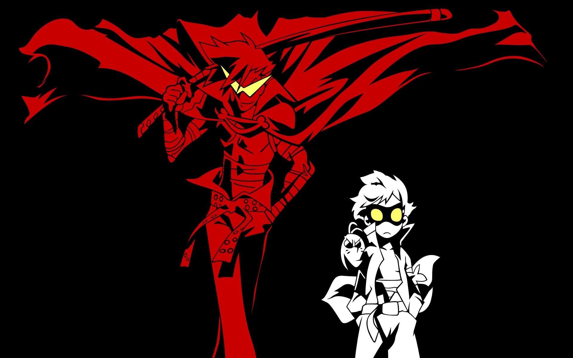 Kamina, Simon, Gurren Lagann, Silhouette, Sfondo nero, Full HD, wallpaper desktop