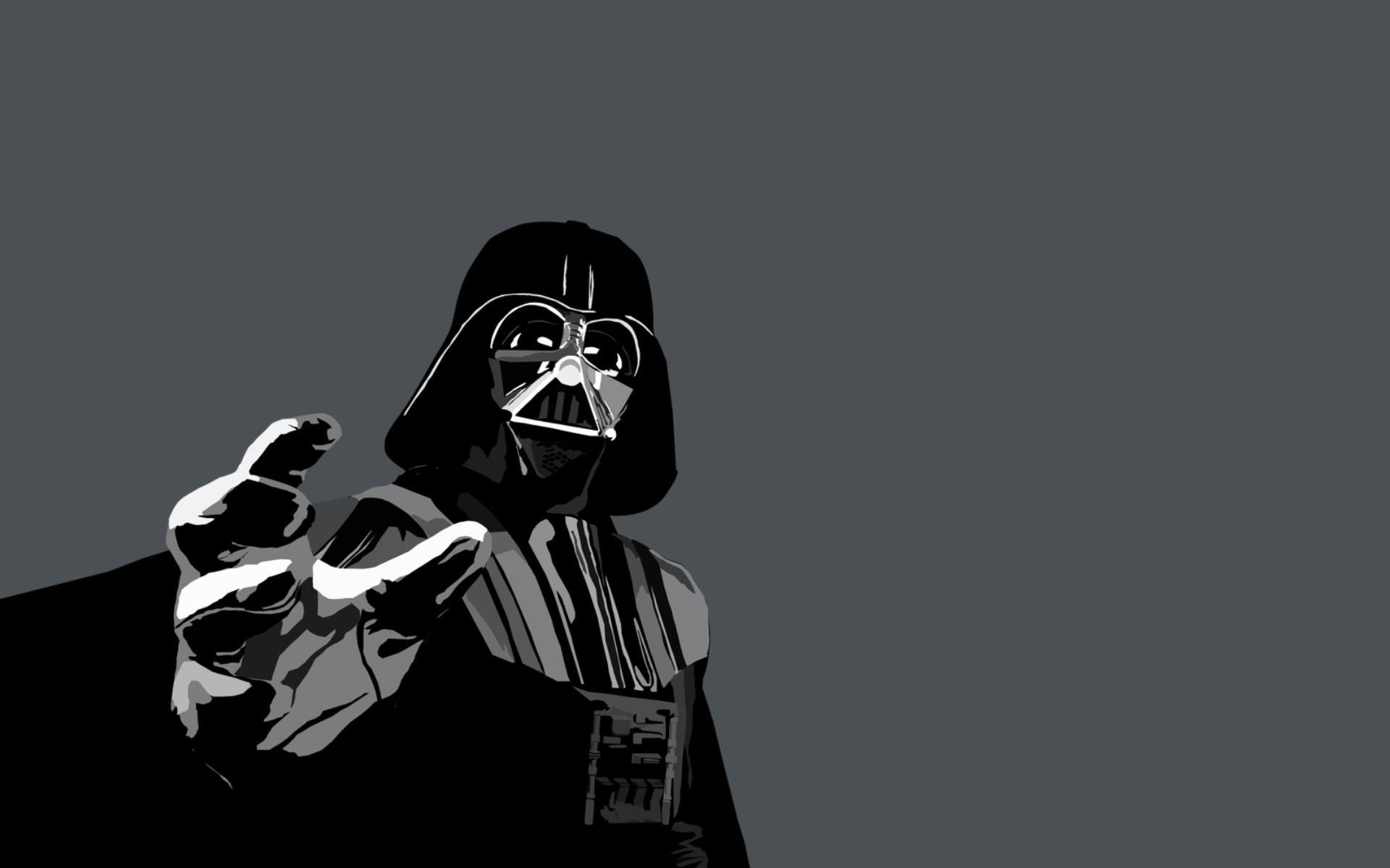 Darth Vader, Forza, Sfondo grigio, Illustrazione, 16:10 Full HD, wallpaper widescreen