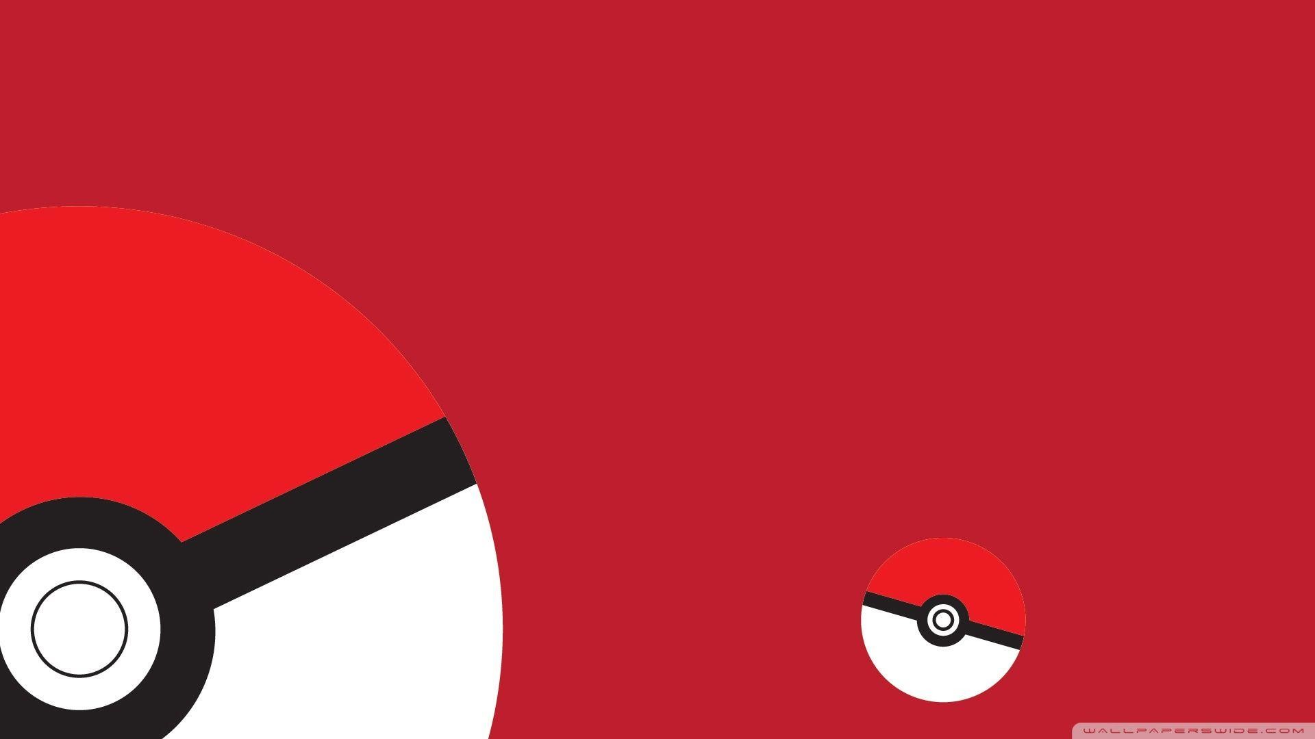 Poké Ball, Pokémon, Minimalista, Rosso, Full HD, sfondo per portatile