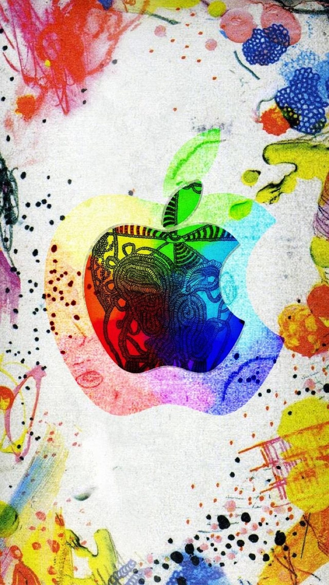Logo Apple, Apple, Schizzi di colore, Arte, sfondo schermata di blocco iPhone