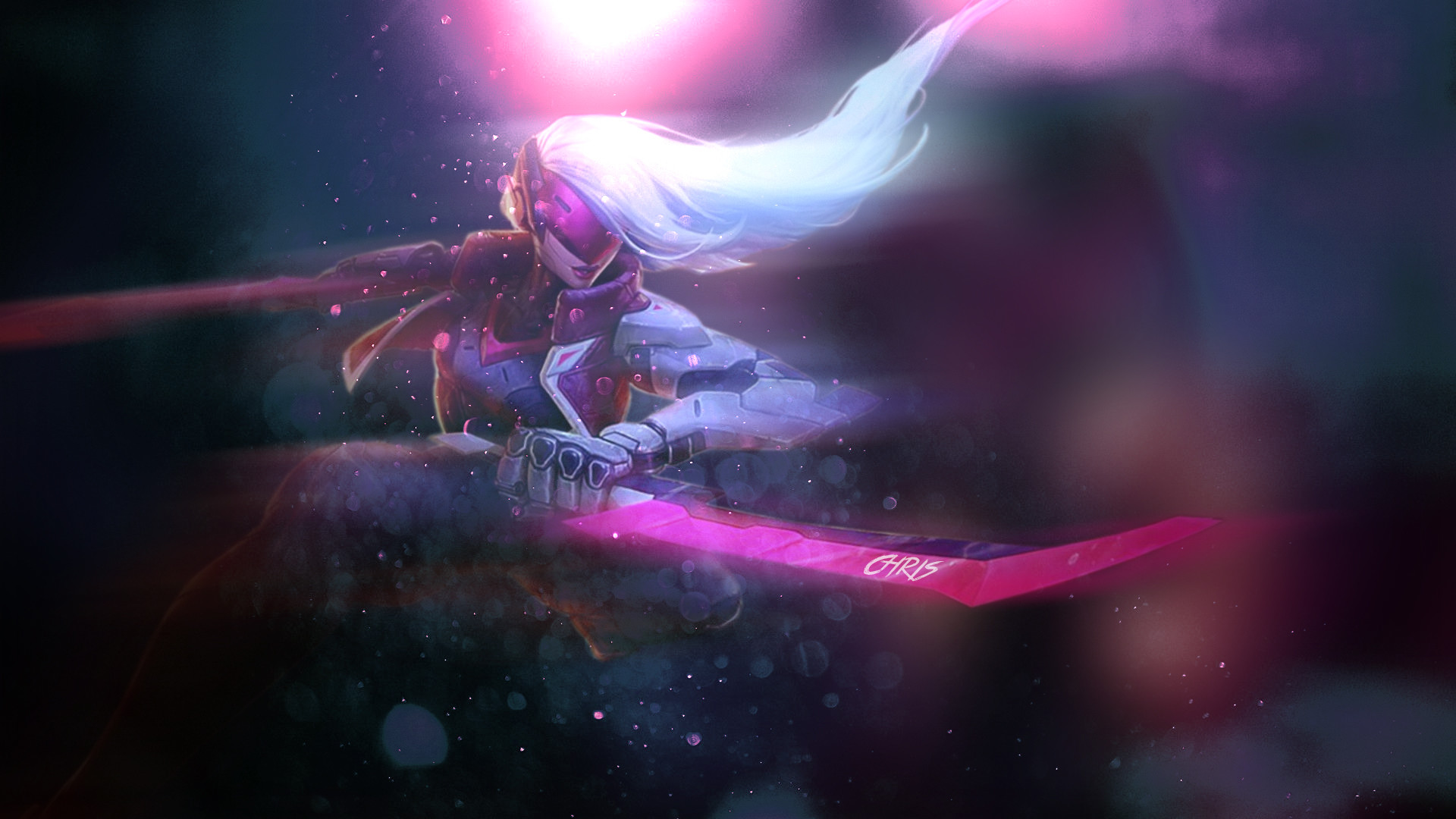 Katarina, Katarina PROJECT, League of Legends, Neon rosa, Full HD 1080p, sfondo desktop