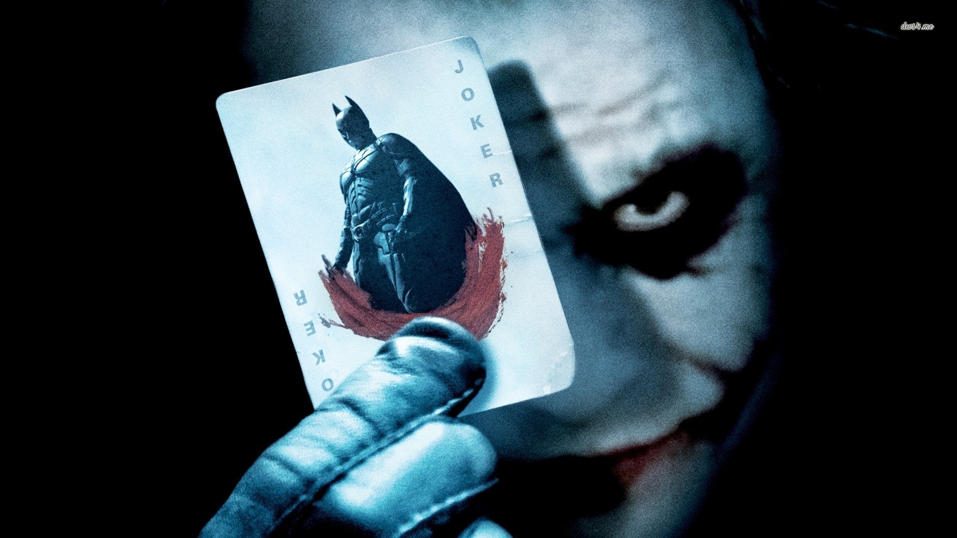 Joker, Heath Ledger, Carta da gioco, Batman, Il cavaliere oscuro, sfondo 16:9 Full HD