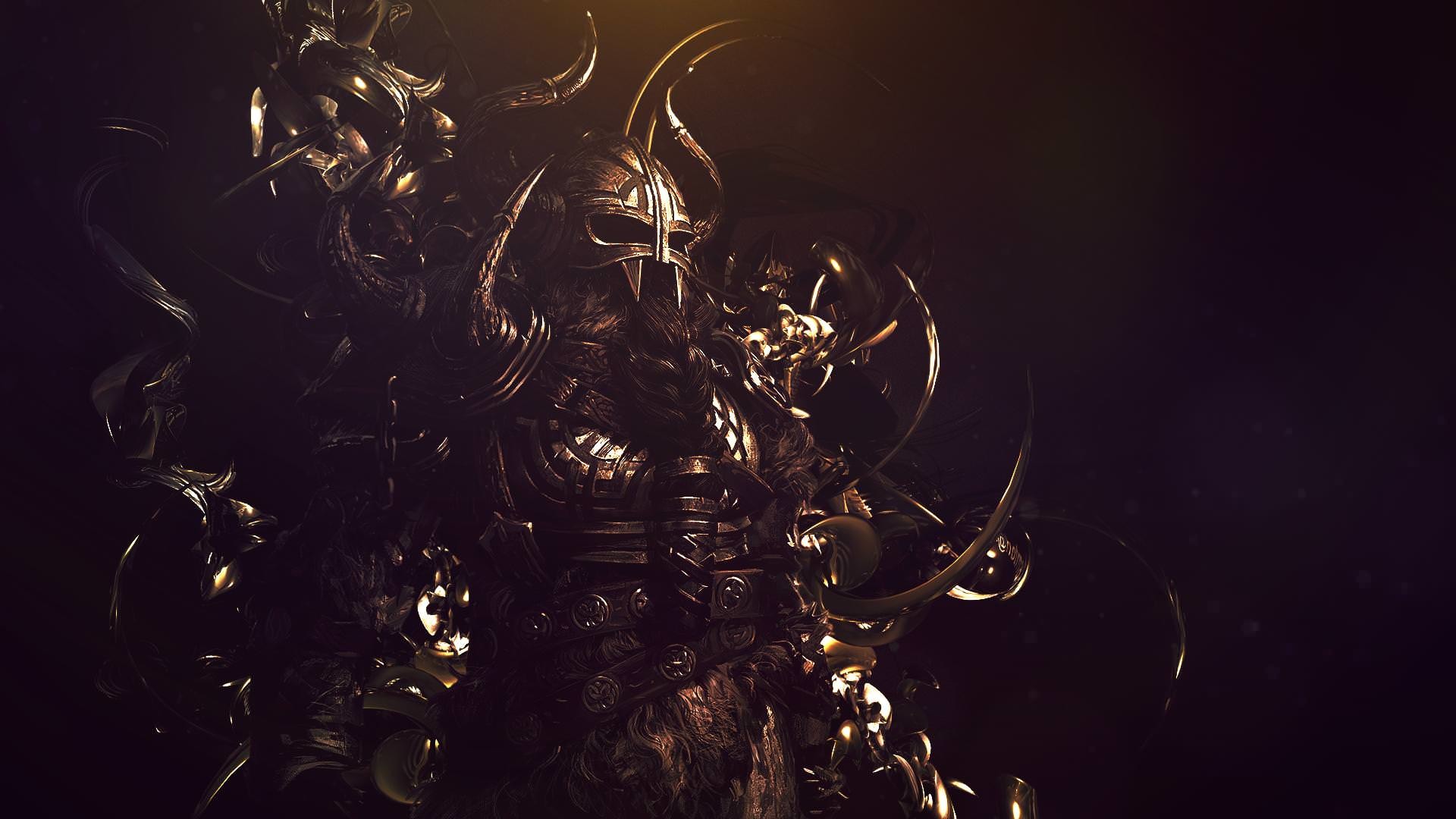 Guerriero vichingo, Arte astratta, Sfondo scuro, 1920x1080, wallpaper desktop
