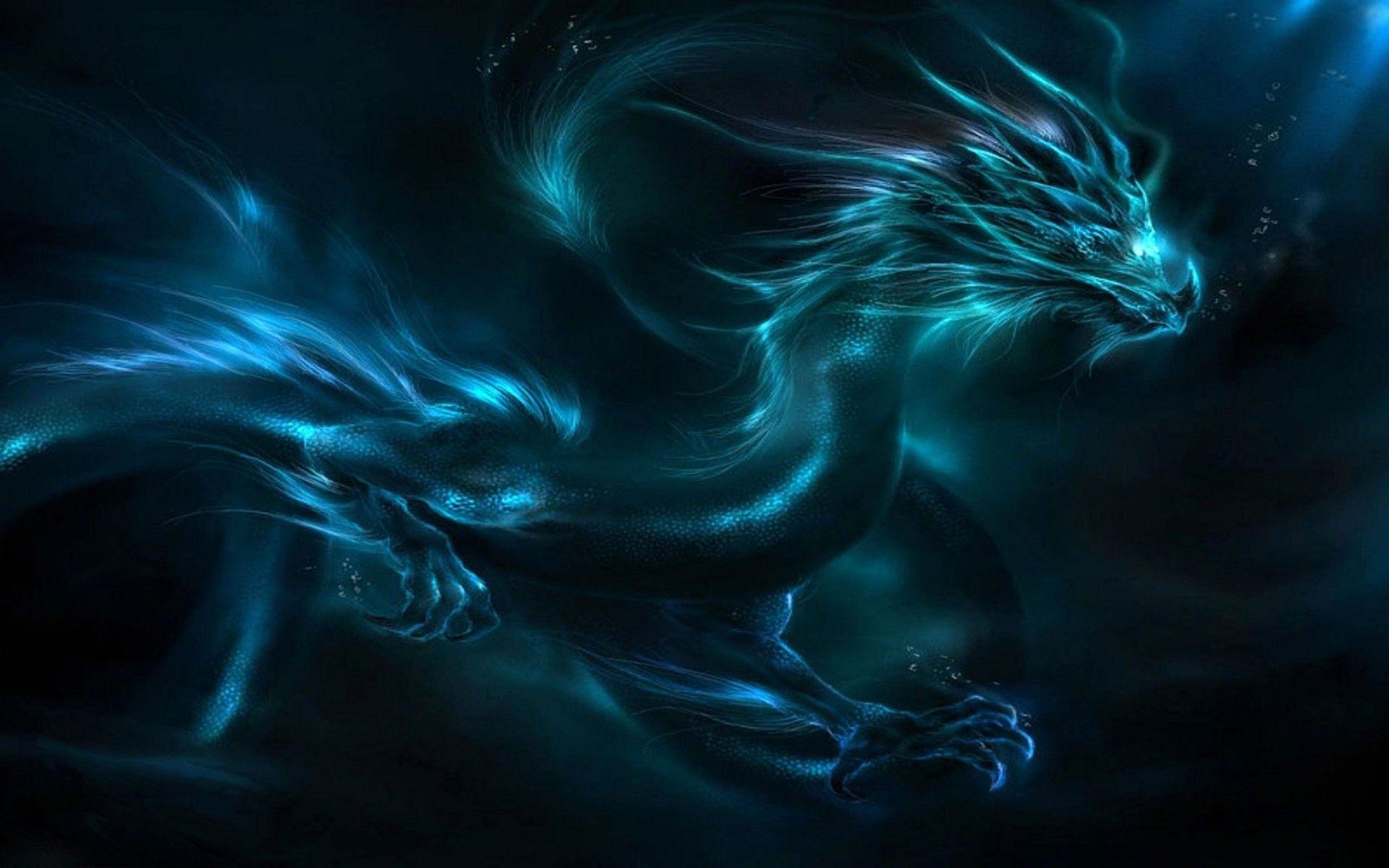 Drago d'acqua, Blu, Arte digitale, 1920x1200, wallpaper desktop