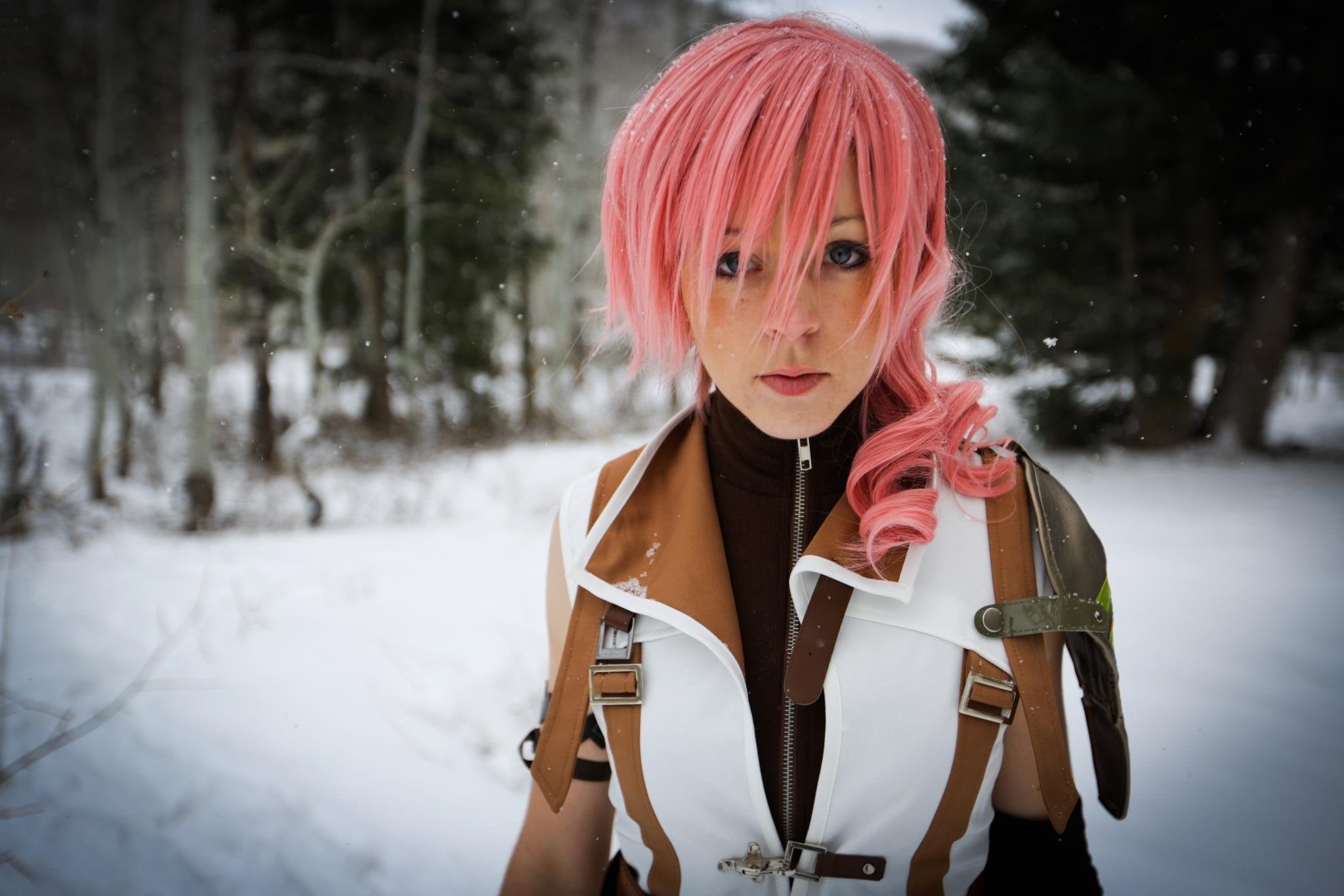 Lindsey Stirling, Lightning, Final Fantasy XIII, Cosplay, Neve, Full HD, sfondo desktop